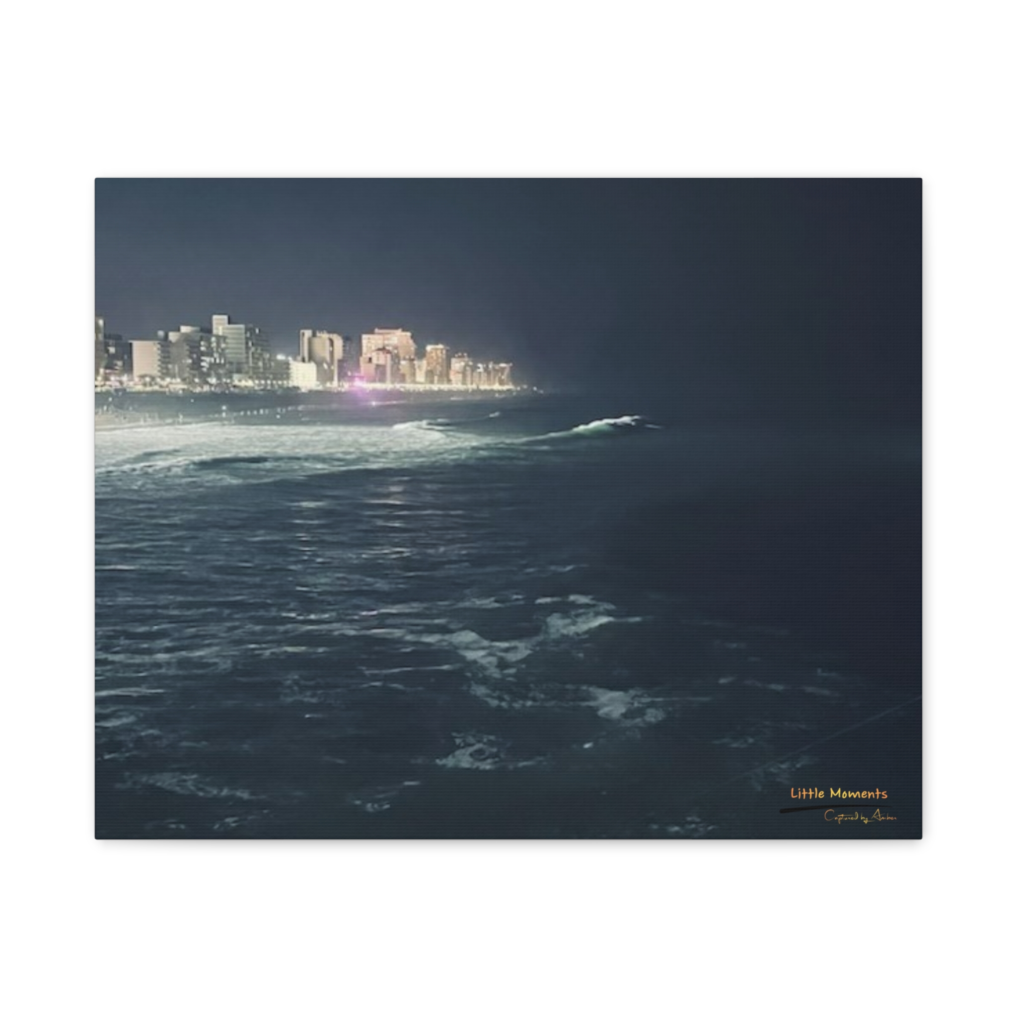 City Lights at Night Ocean Waves series 1 canvas