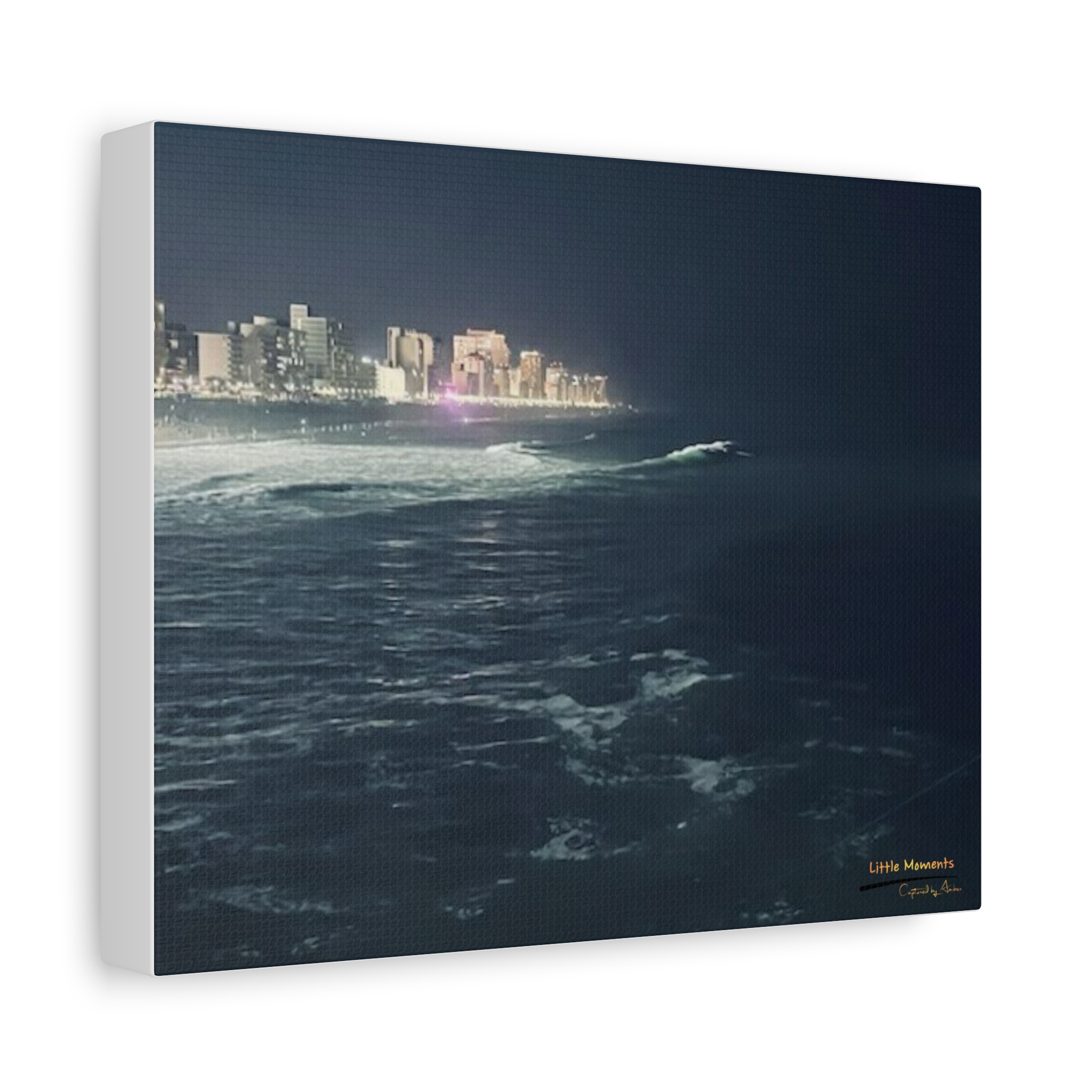 City Lights at Night Ocean Waves series 1 canvas