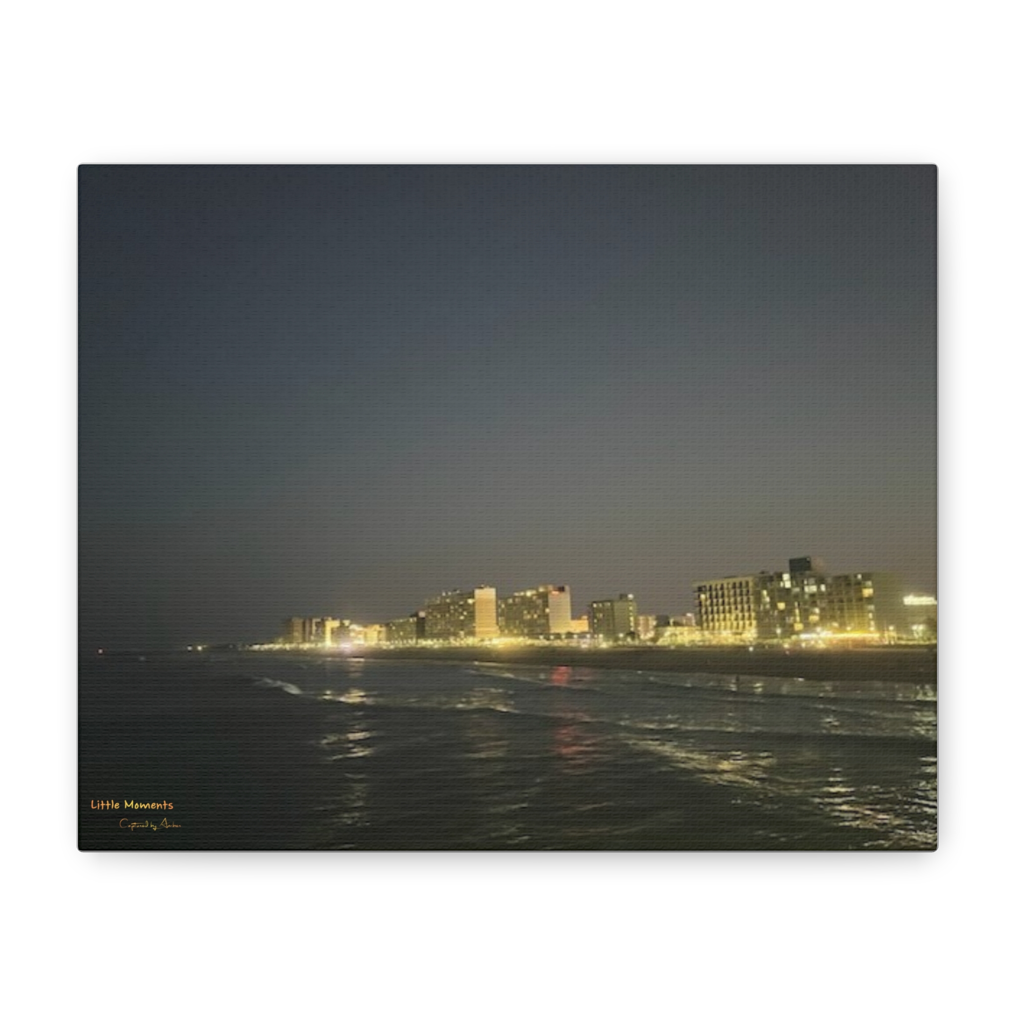 3274363464555759053_2048.jpeg City Lights at ocean night waves series 2 | Matte Canvas 1.25"