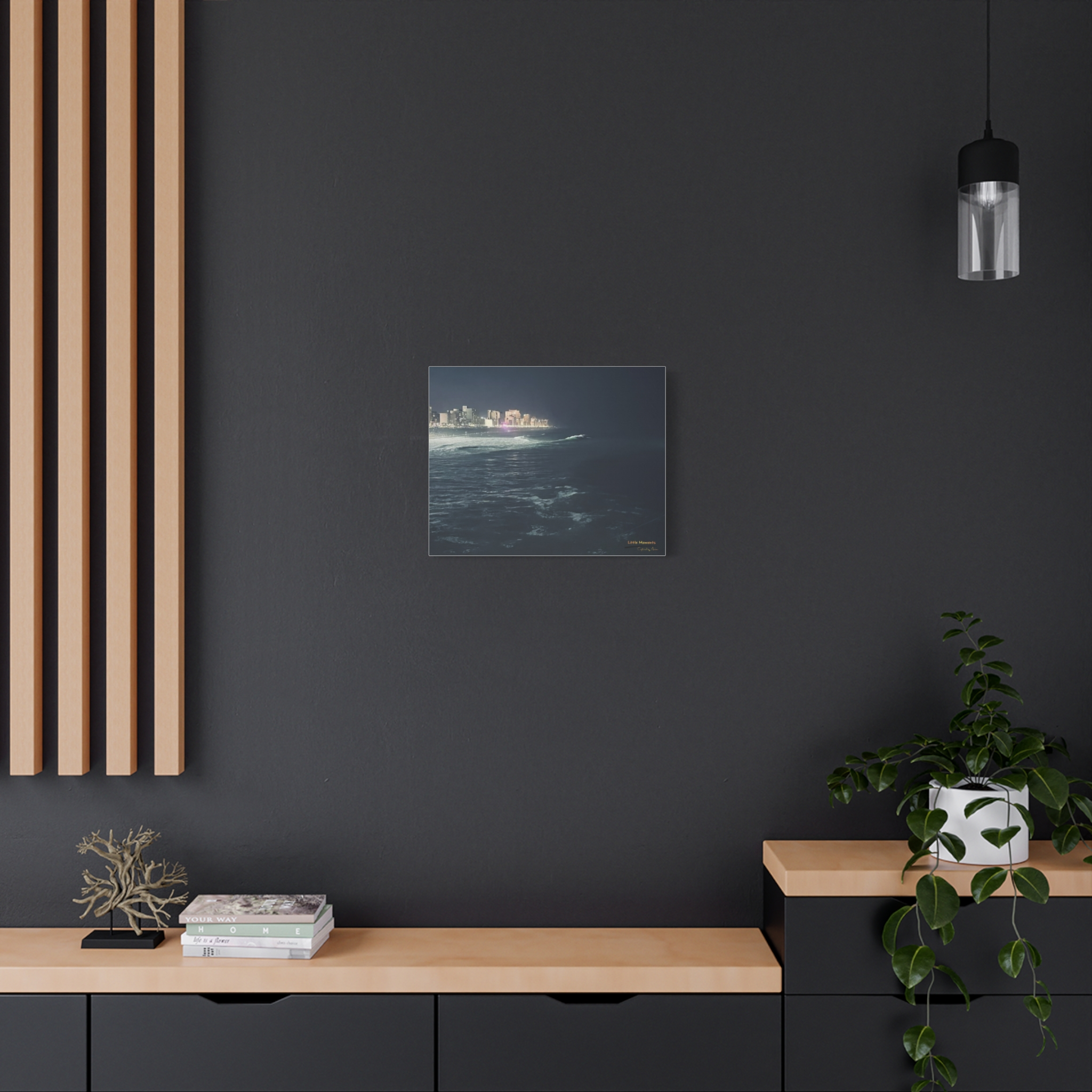 City Lights at Night Ocean Waves series 1 canvas