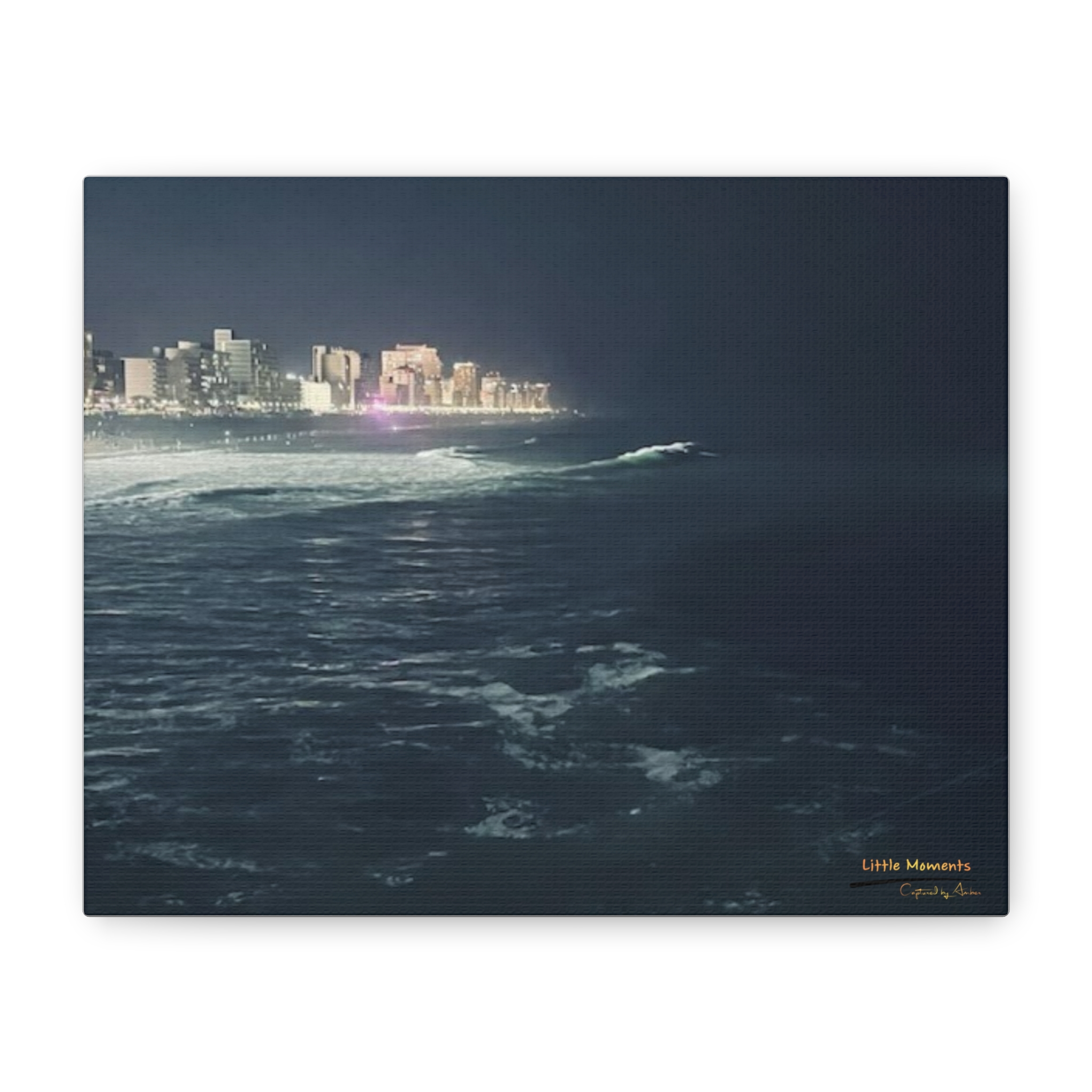 City Lights at Night Ocean Waves series 1 canvas