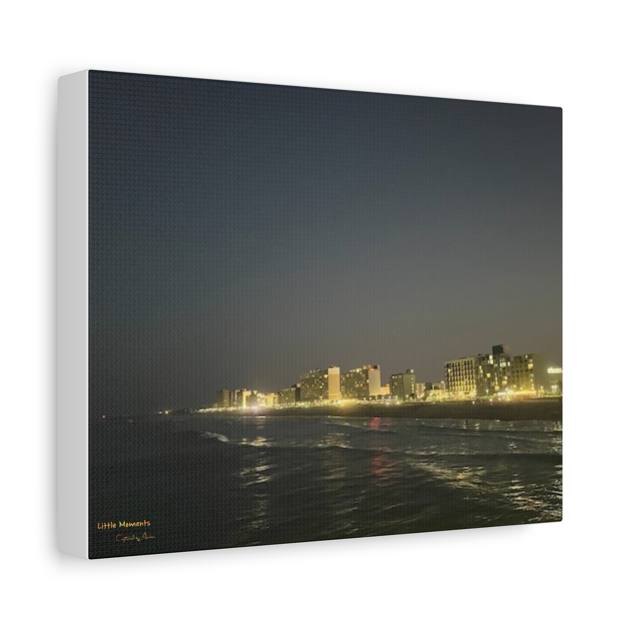 5530966976236110384_2048.jpeg City Lights at ocean night waves series 2 | Matte Canvas 1.25"