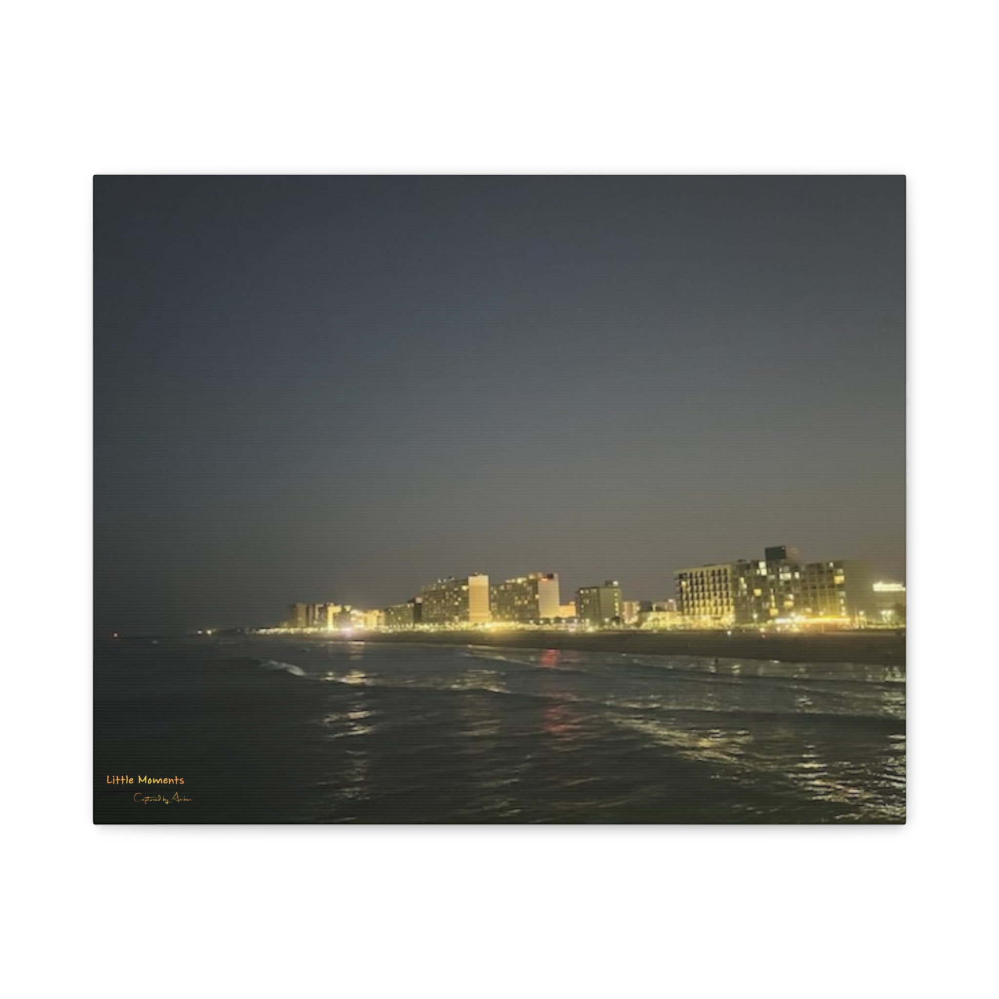 6385405735199982181_2048.jpeg City Lights at ocean night waves series 2 | Matte Canvas 1.25"