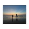 Father and Child Beach Sunset Canvas