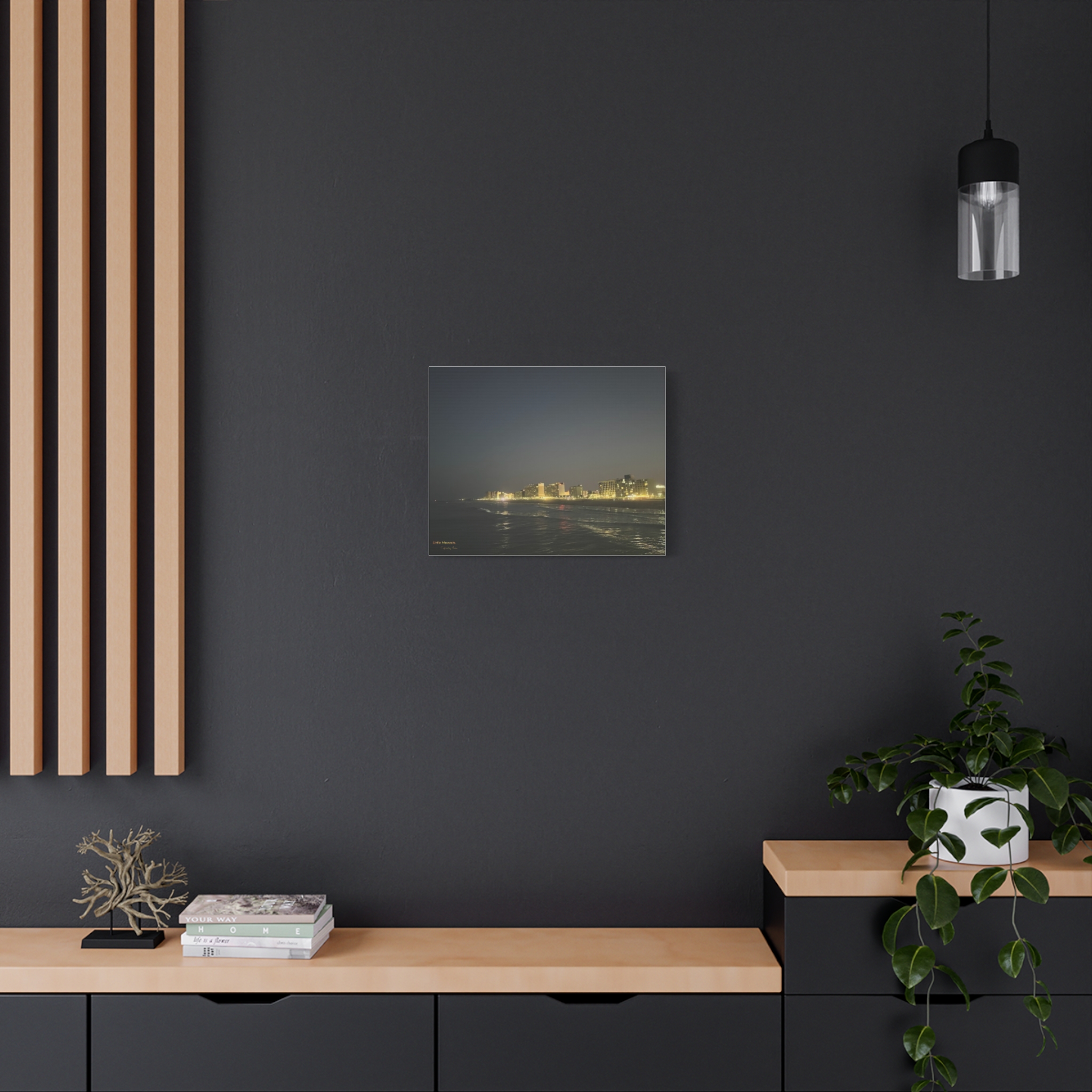 8740413810577679501_2048.jpeg City Lights at ocean night waves series 2 | Matte Canvas 1.25"