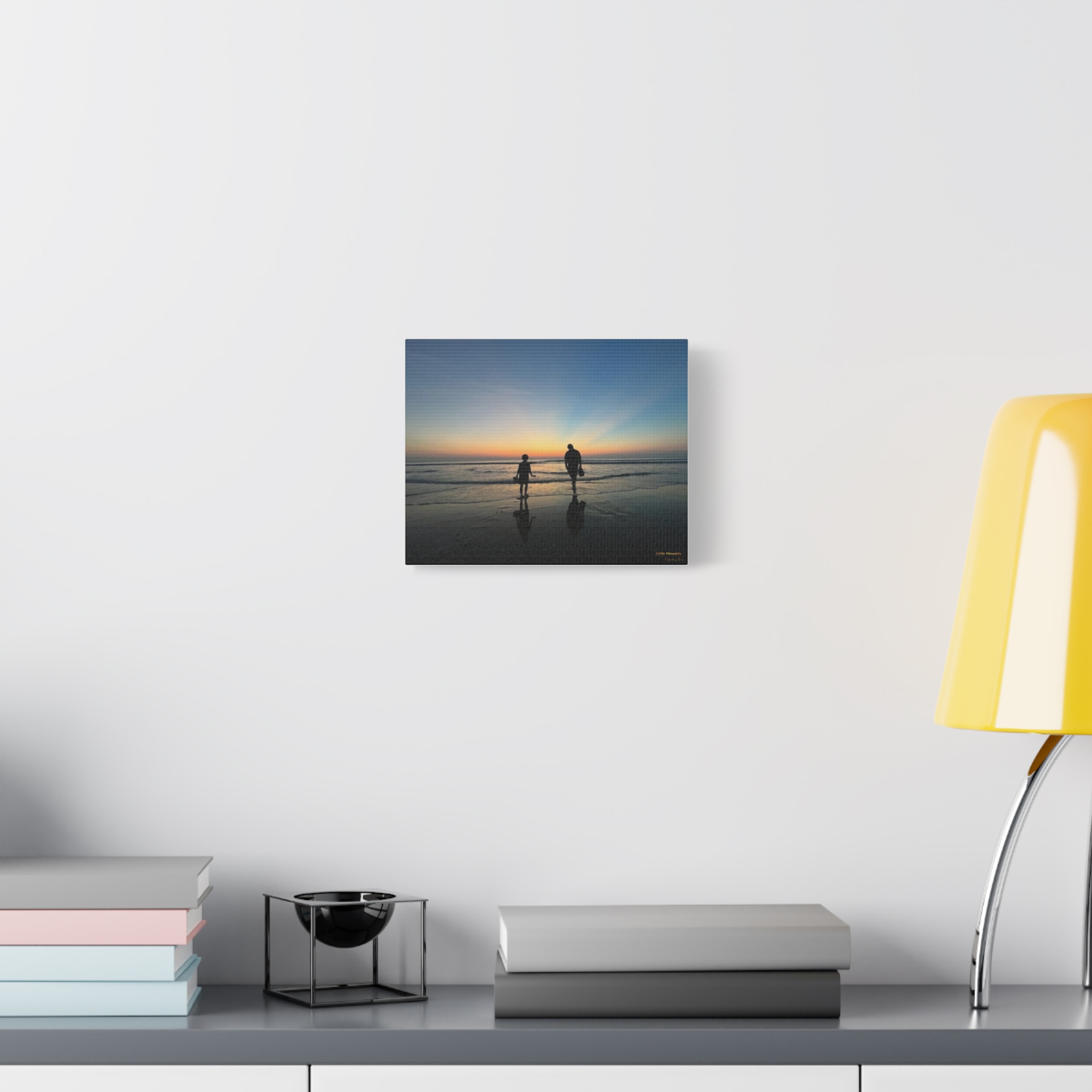 Father and Child Beach Sunset Canvas