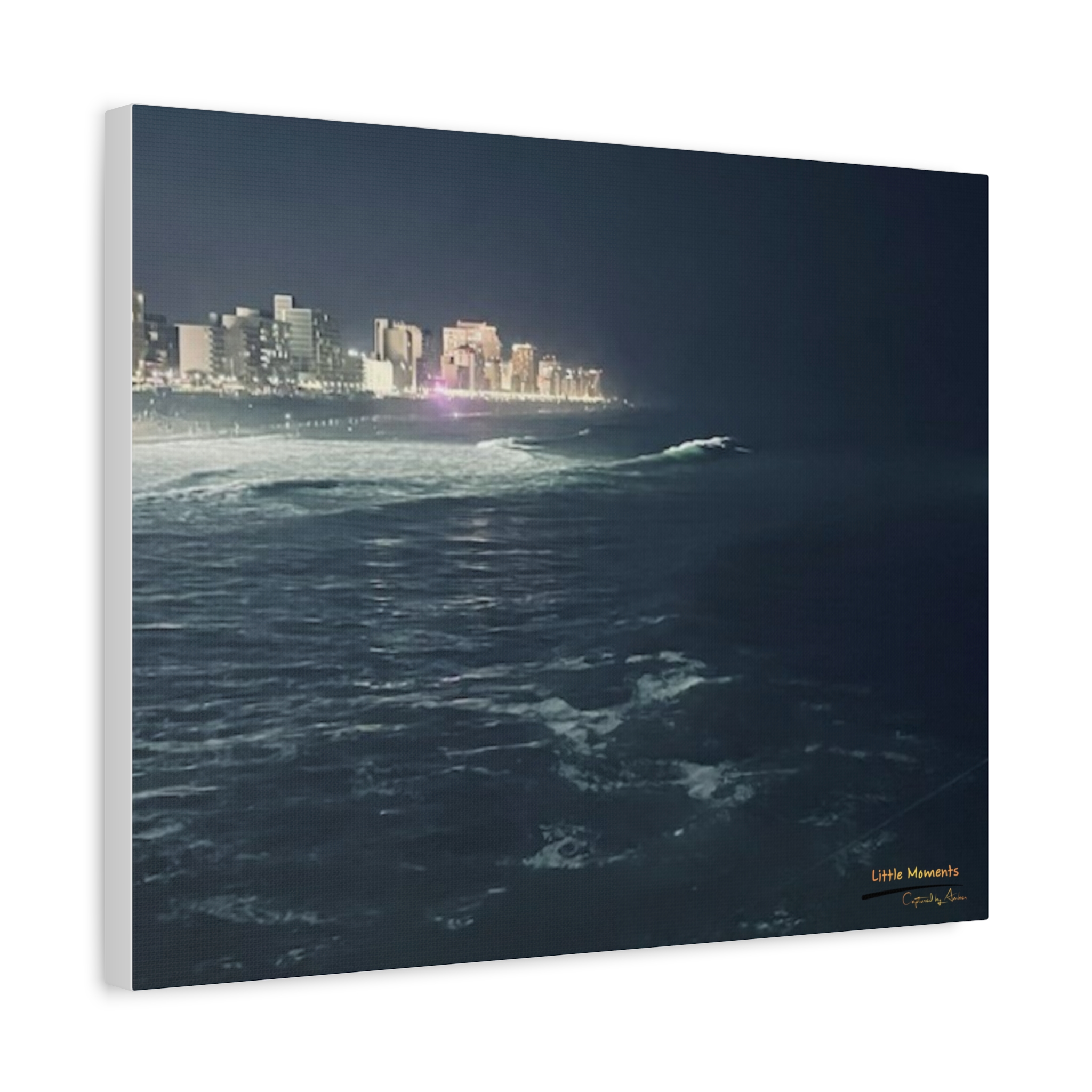 City Lights at Night Ocean Waves series 1 canvas