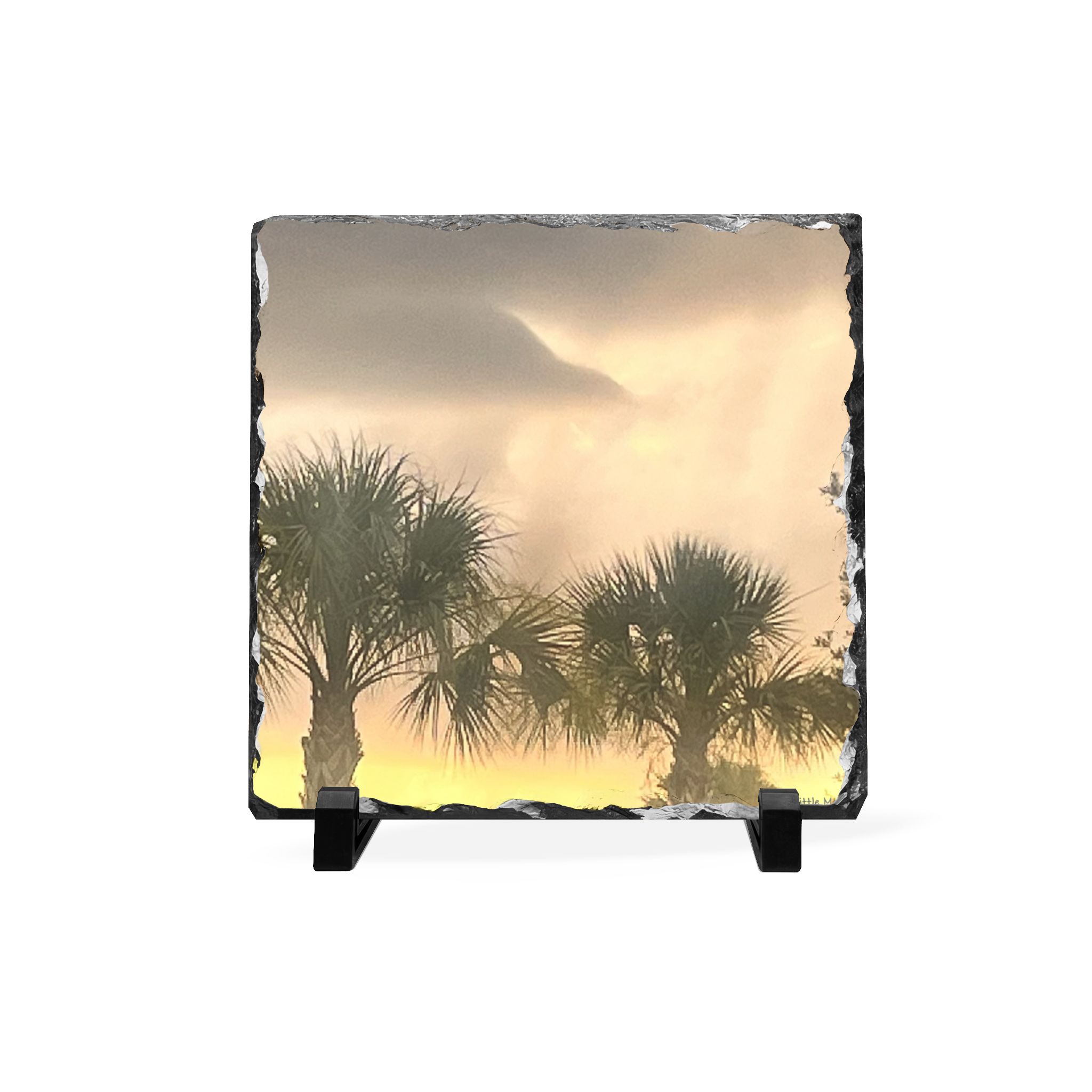 Palm Trees at Dusk Slate Desk Plaque — Tropical Sunset Photo Accent