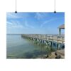Pier Over Calm Sea Matte Horizontal Poster — Coastal Wall Art Print