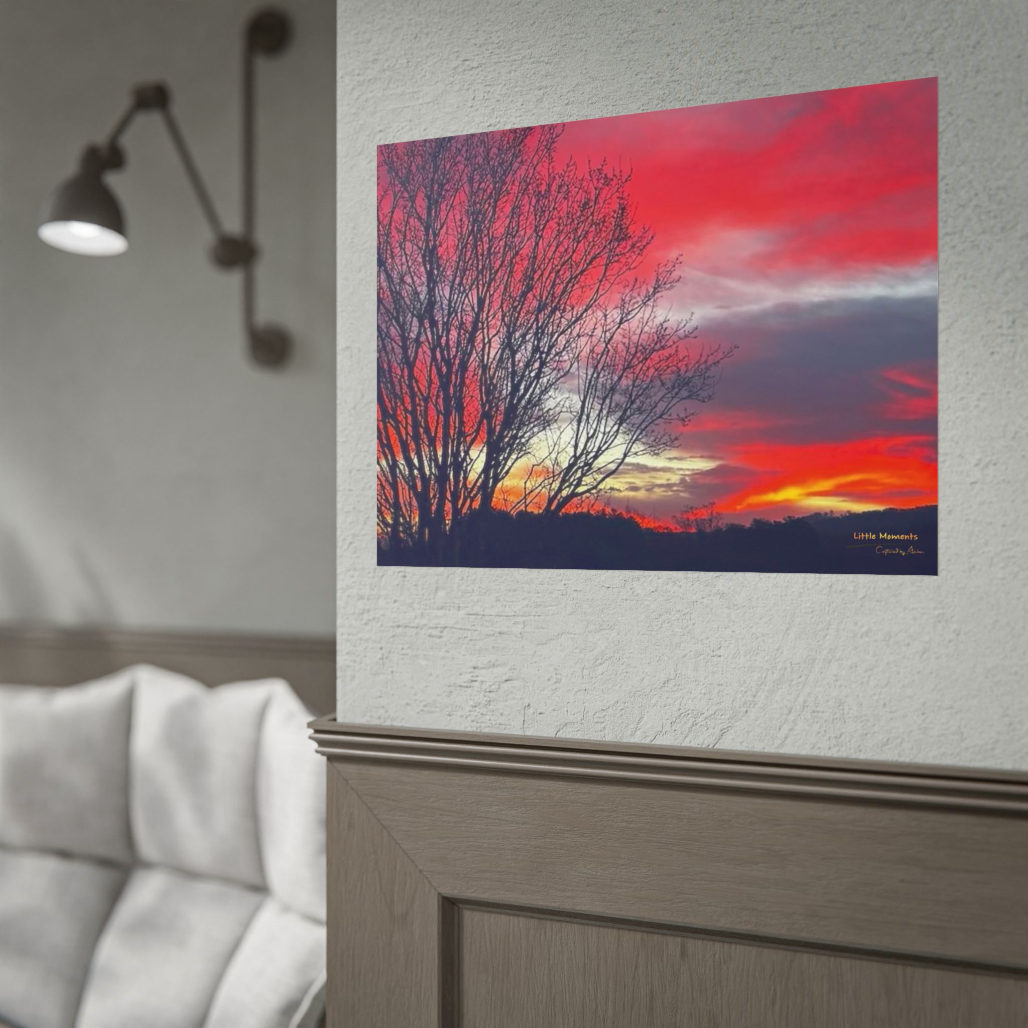 Vibrant Red Sky Poster — Vibrant Red Sky Landscape Wall Art (Rolled Poster)