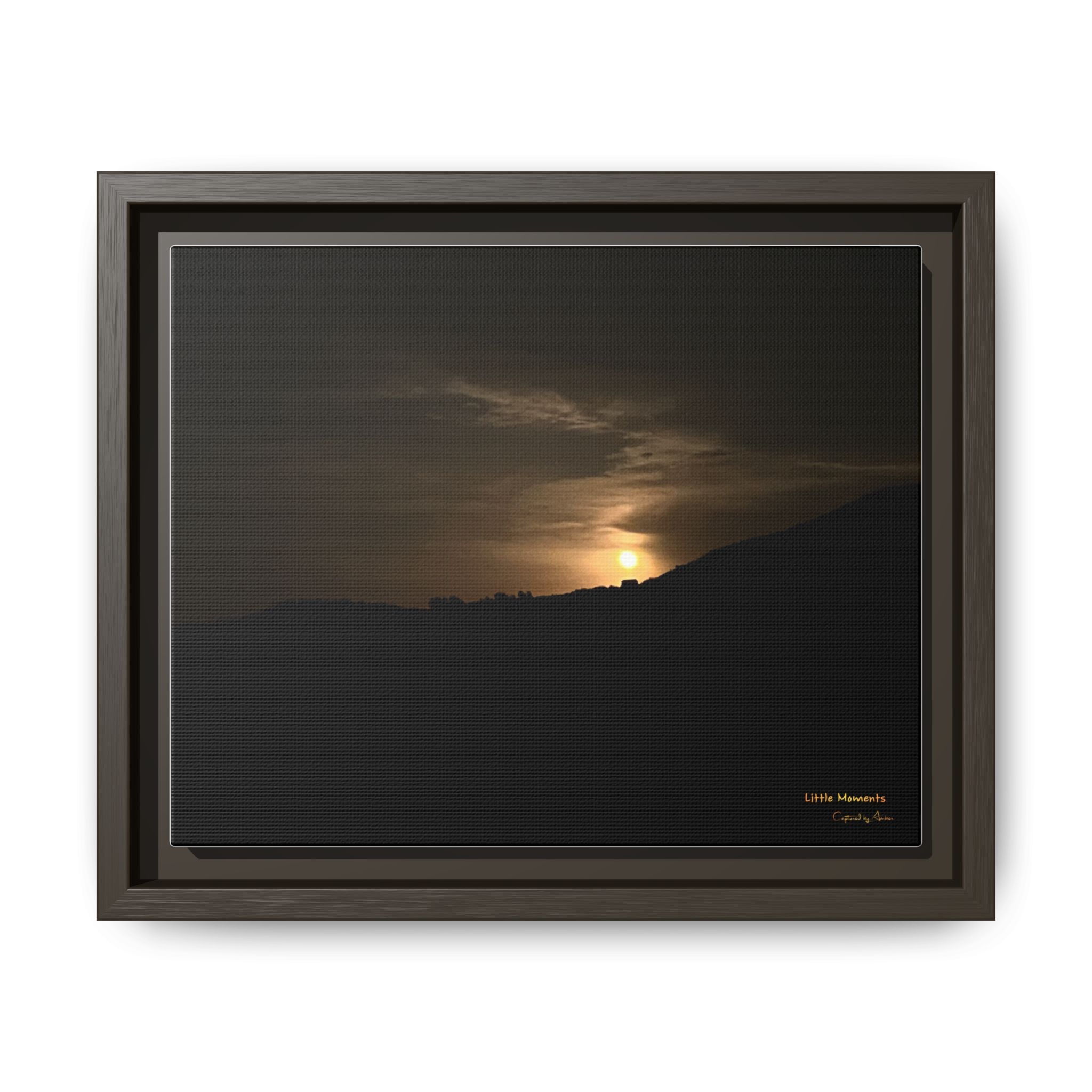 Moon Glow Ridge Framed Matte Canvas Print — moon Over Silhouette Landscape