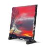 Vibrant Red Sky Slate Plaque — Vibrant Red Evening Desk Decor