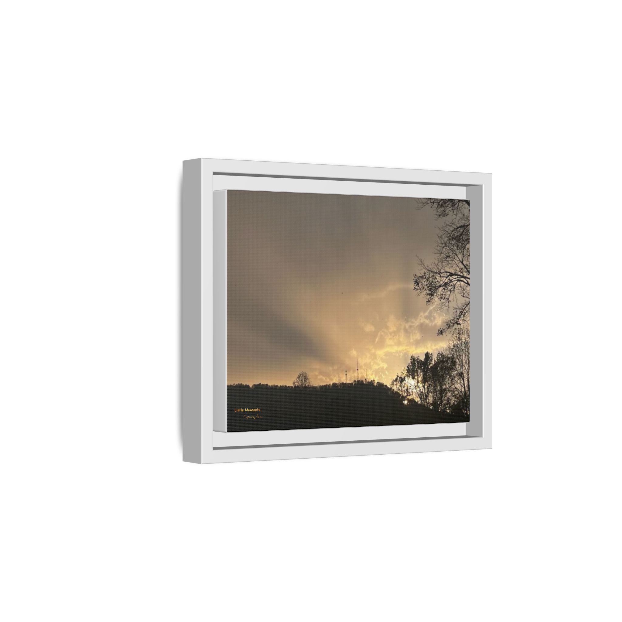 Passing Storm Framed Matte Canvas Print — Golden Sunrise Landscape