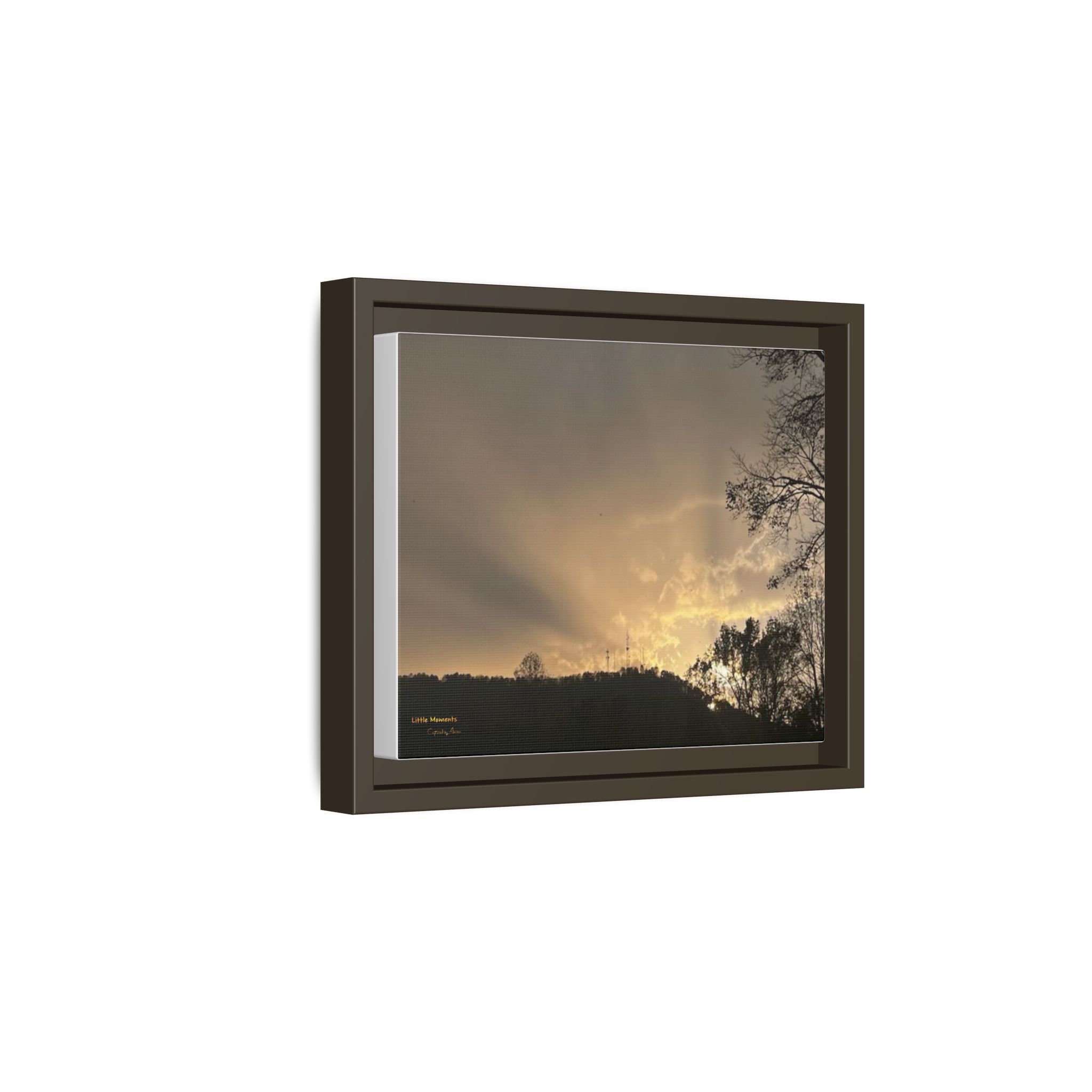 Passing Storm Framed Matte Canvas Print — Golden Sunrise Landscape