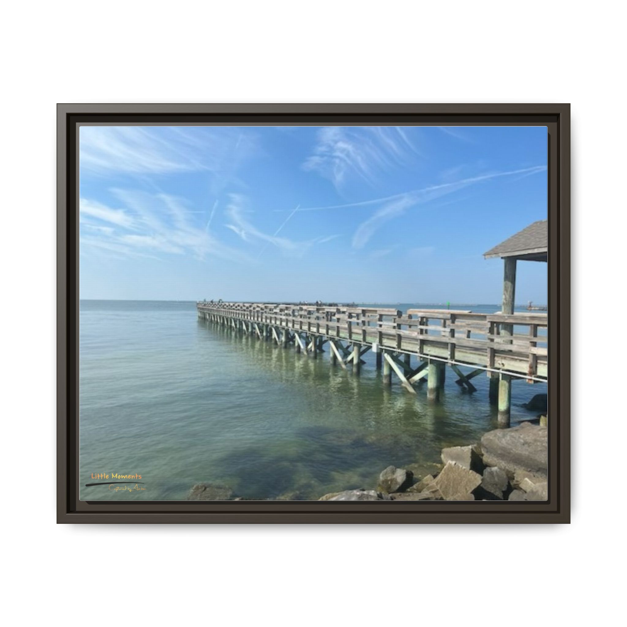 10924550503266299693_2048.jpeg Pier Over Calm Seas Framed Matte Canvas Print