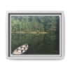 Canoe at Dawn Matte Canvas Print — Serene Forest Reflection Wall Art