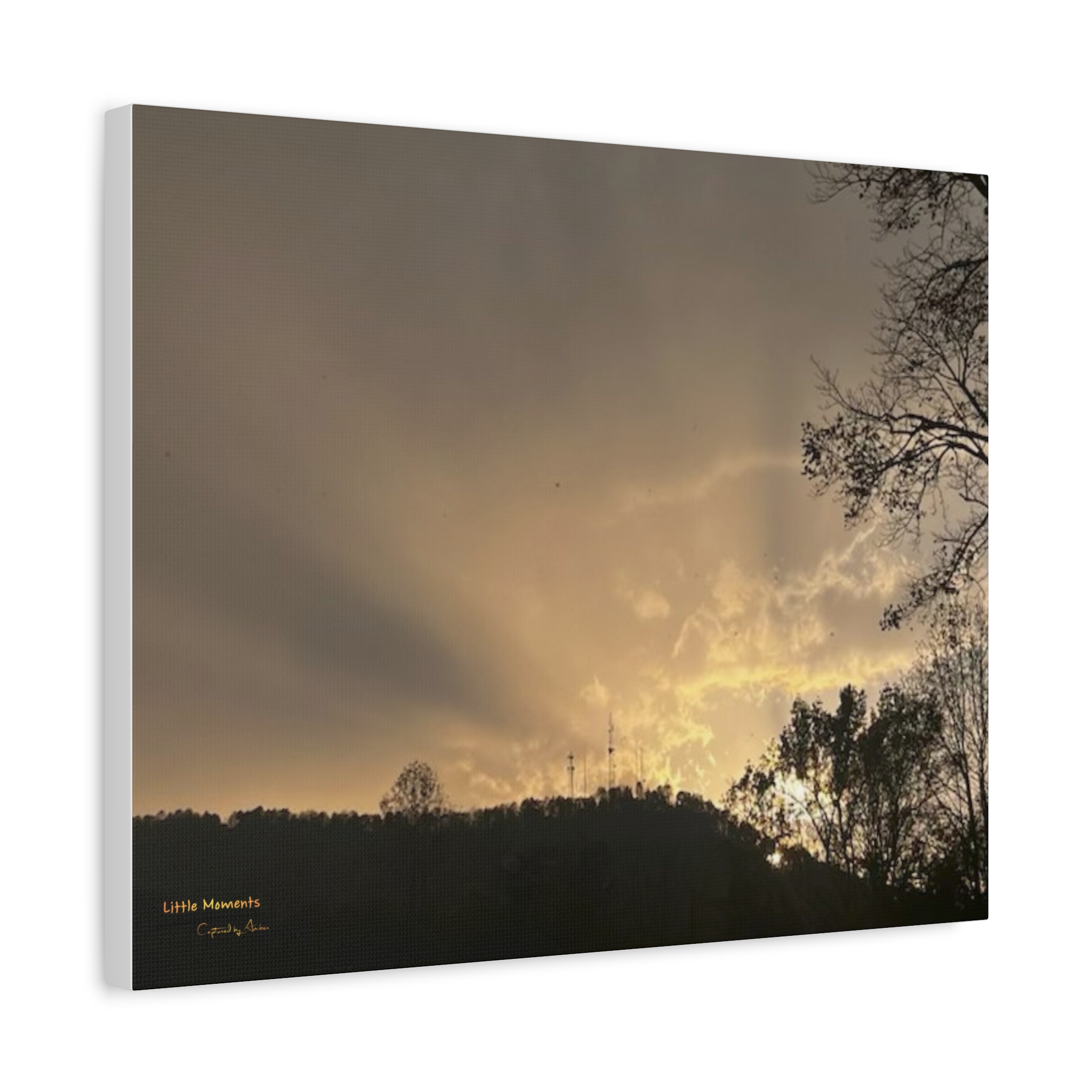 11131383410009328054_2048.jpeg Passing Storm Canvas Wall Art — Golden Sky Landscape Matte Stretched Canvas