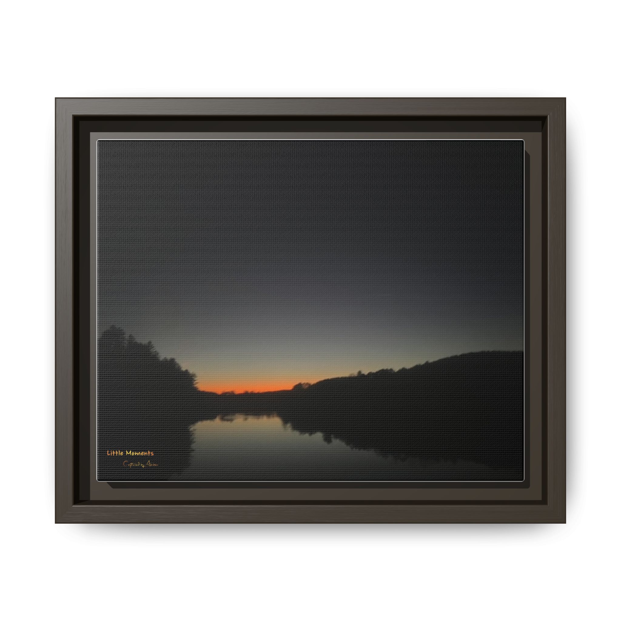 Calm Lake Sunset Matte Canvas Framed Print — Tranquil Nature Wall Art