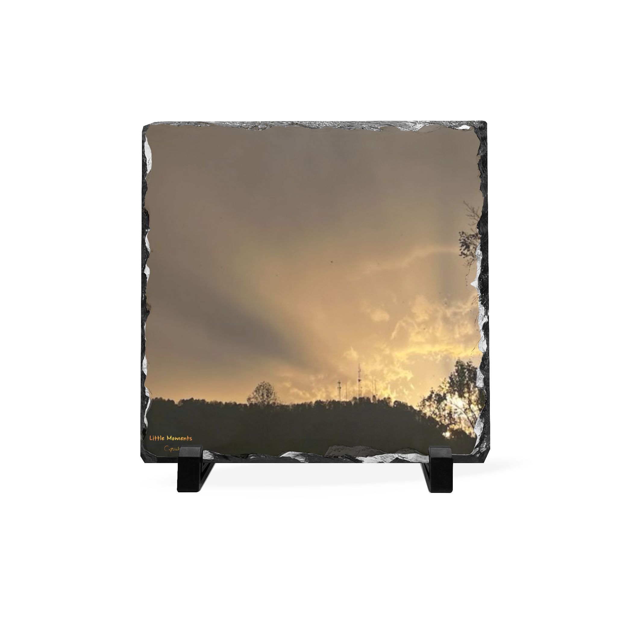 Passing Storm Slate Desk Plaque — Golden Clouds Photograph