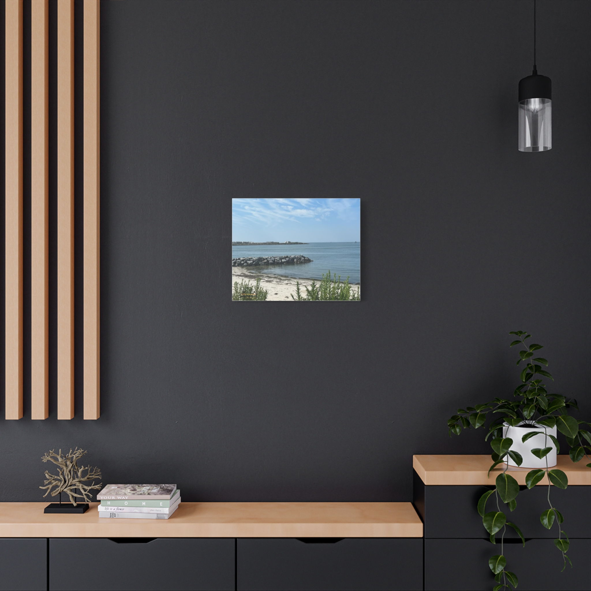 Seaside Jetti Beach Canvas Print — Seaside Harbor Matte Wall Art