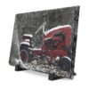 Vintage Red Tractor Slate Desk Plaque — Rustic Farmhouse Decor, Snowy Winter Scene