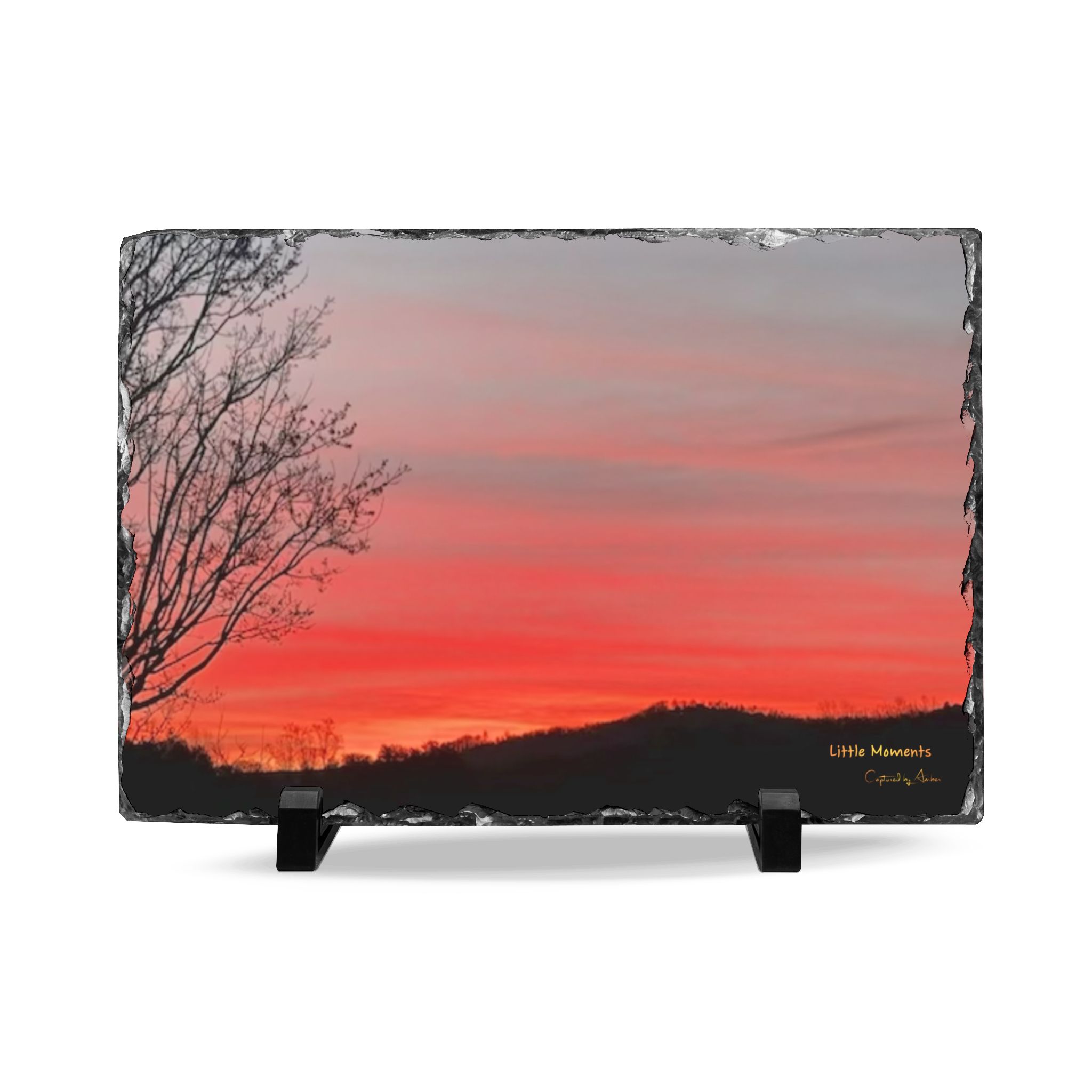 Sunset Landscape Slate Desk Plaque — Little Moments Photo Keepsake