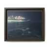 City Lights at Night Ocean Waves 2 Matte Framed Canvas — City Lights Over Ocean Wall Art