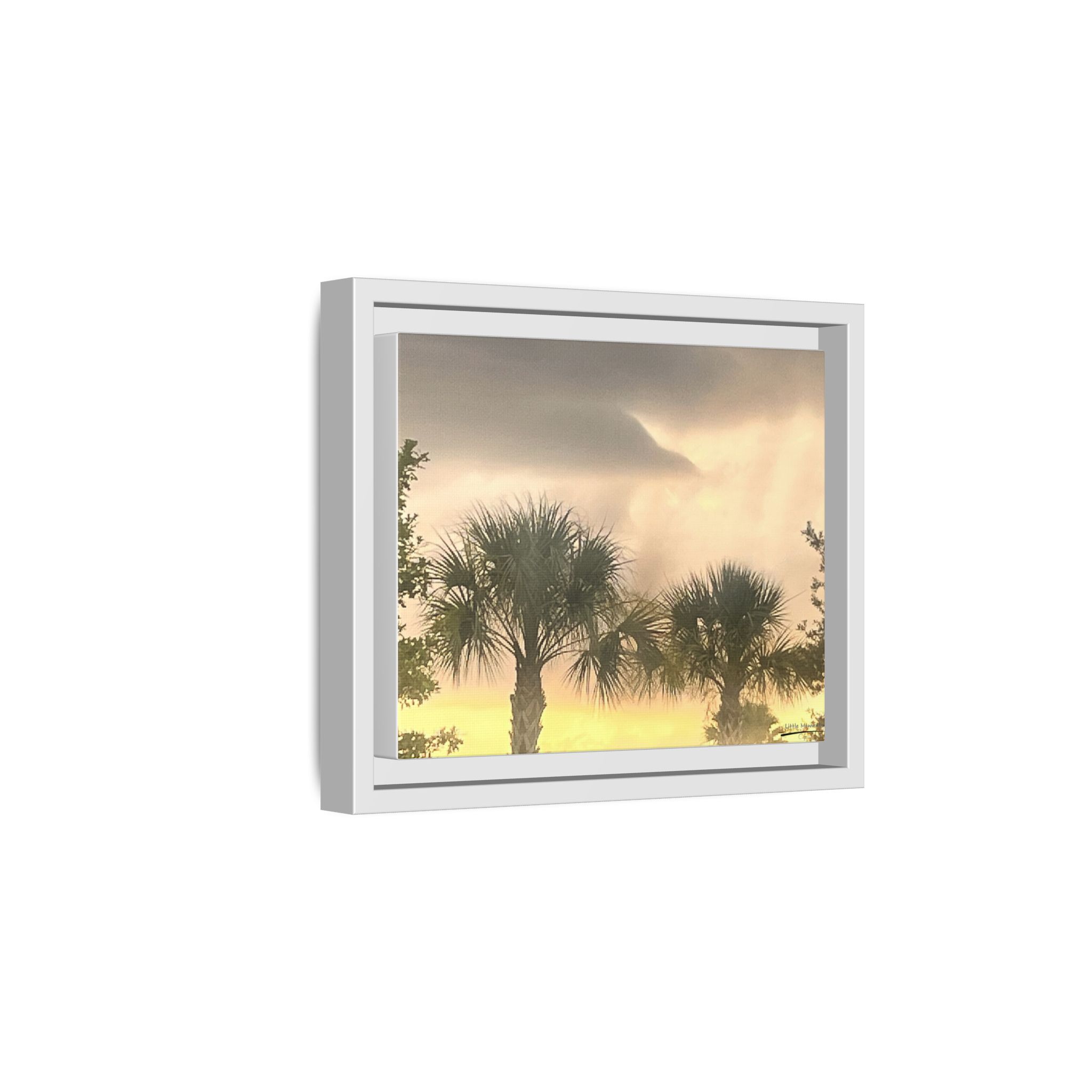 Palm Trees at Sunset Matte Framed Canvas Wall Art
