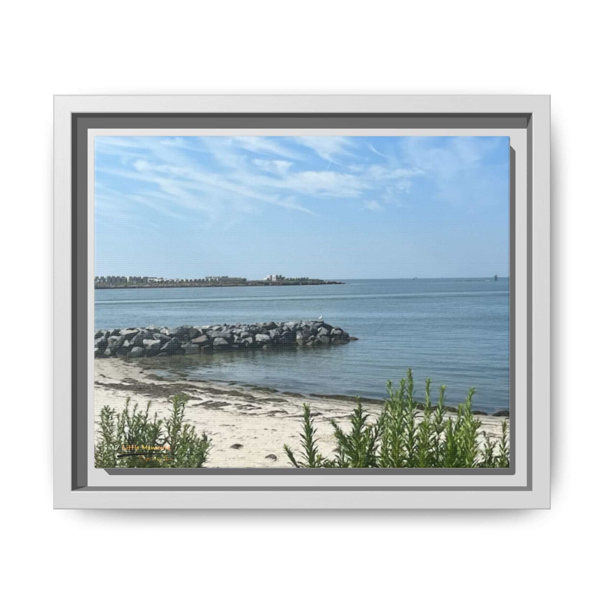 Seaside Beach Framed Canvas Print — Matte Multi-Color Coastal Wall Art