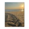 Sunset Beach Tire Track Canvas Print — Tire Tracks on Sand Matte Stretched Wall Art