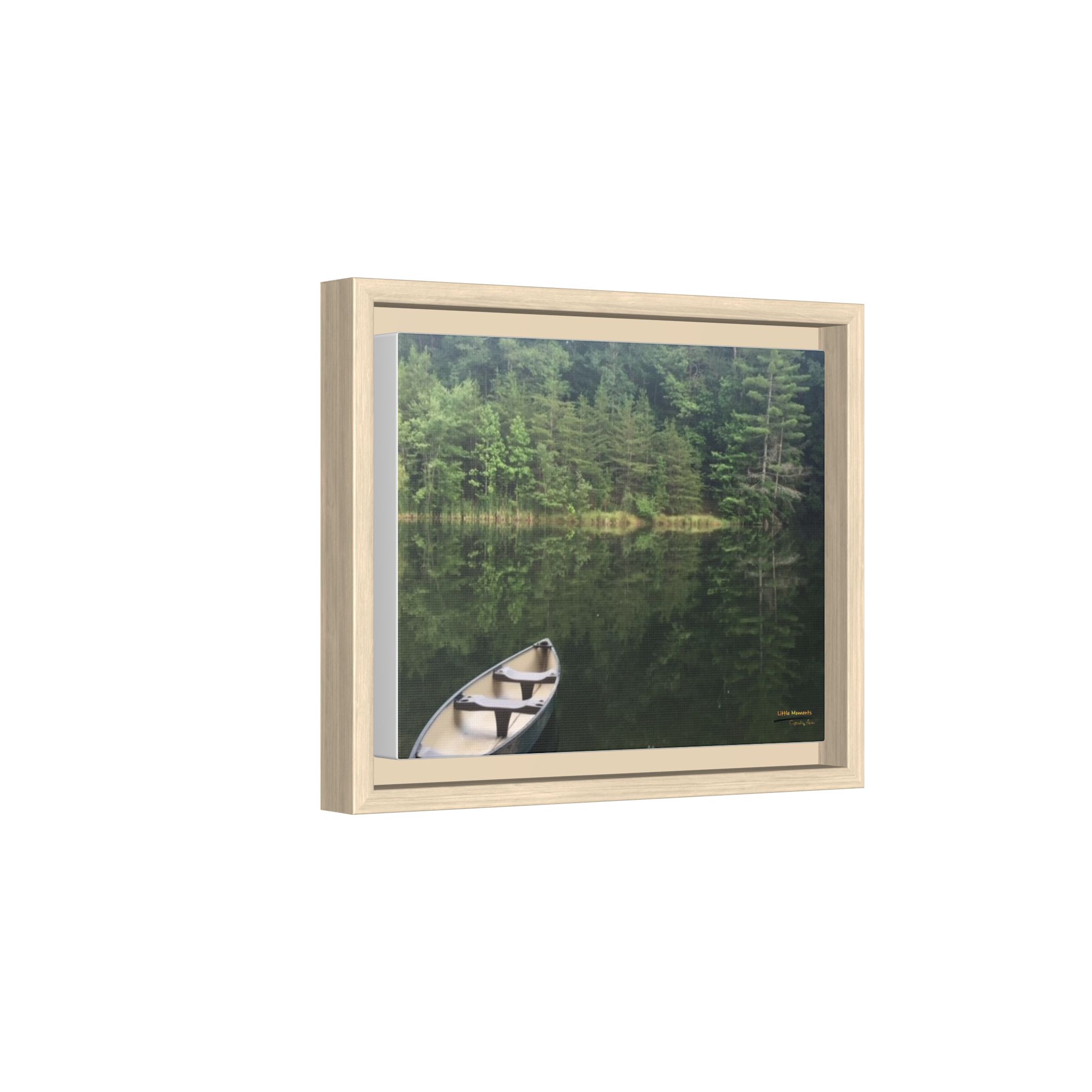 Canoe at Dawn Matte Canvas Print — Serene Forest Reflection Wall Art