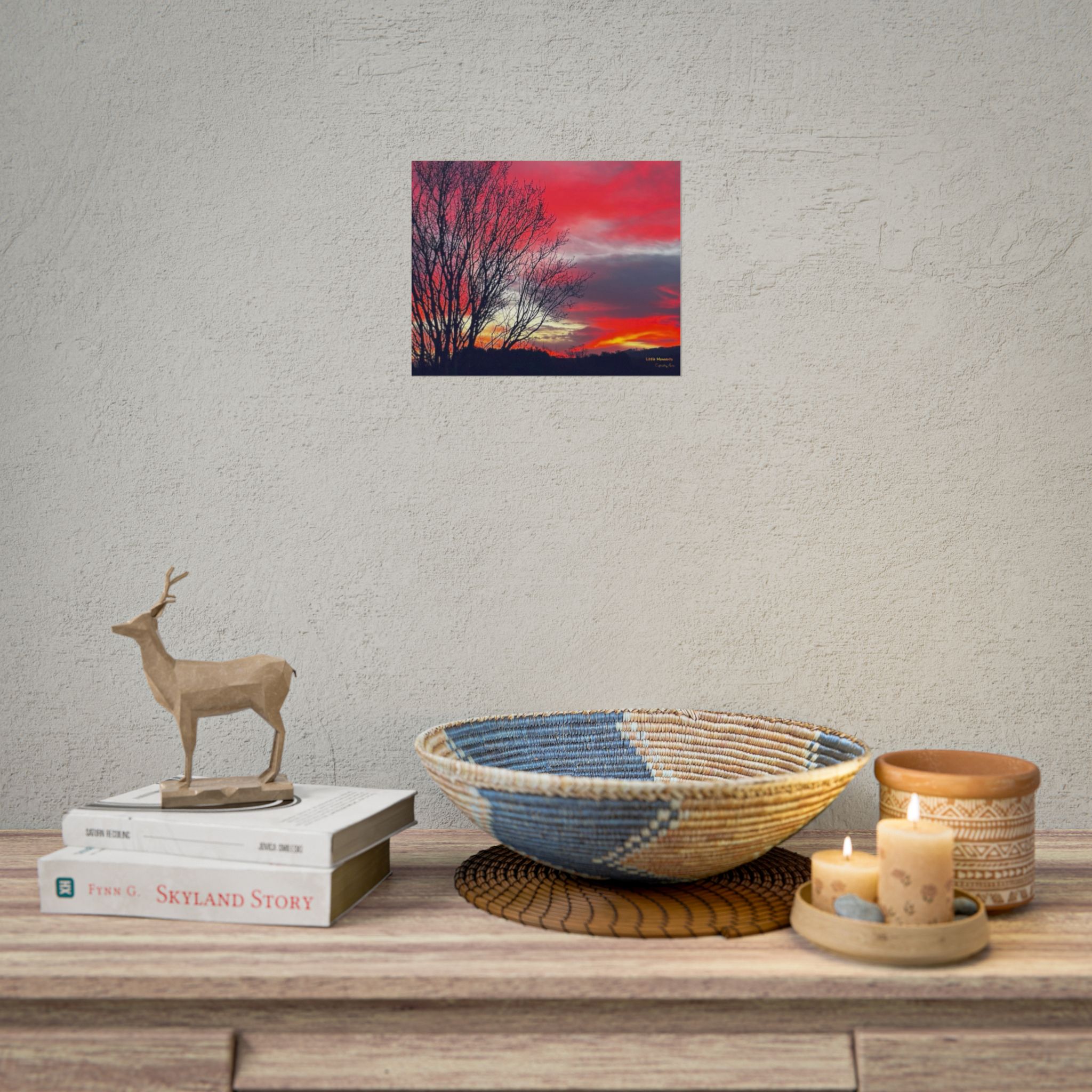 Vibrant Red Sky Poster — Vibrant Red Sky Landscape Wall Art (Rolled Poster)