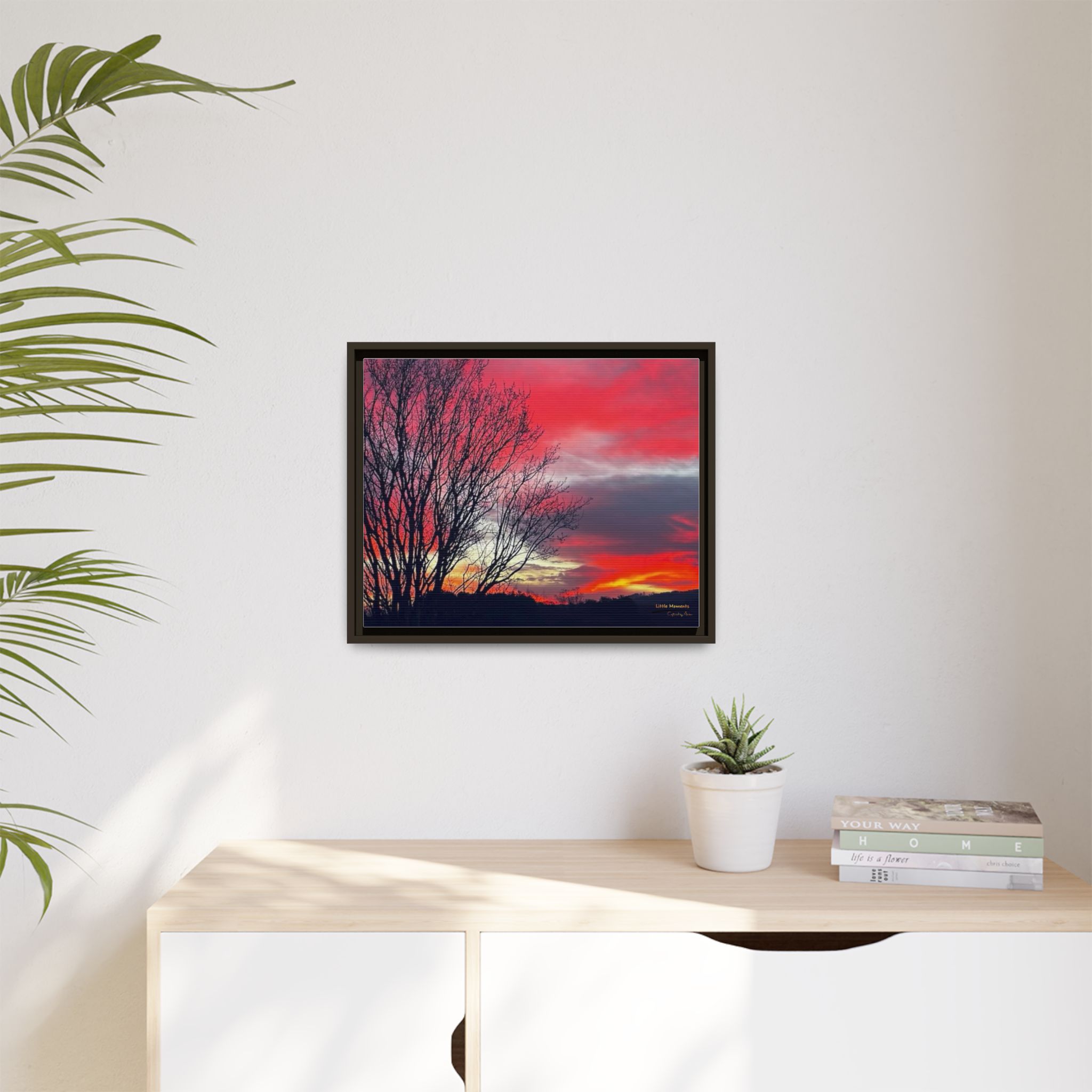Vibrant Red Sky Framed Canvas Print — Vibrant Red Sky Wall Art