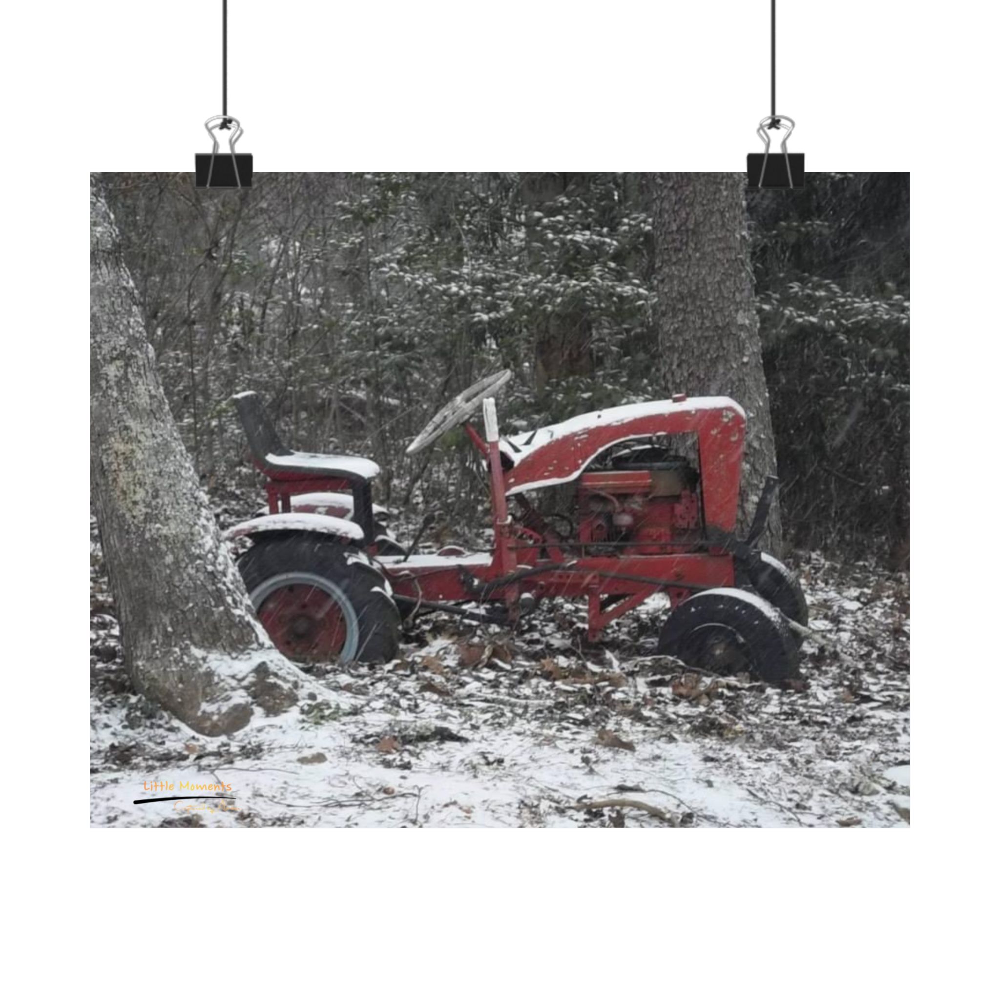 Vintage Red Tractor Matte Poster — Rustic Farmhouse Wall Art (Horizontal)