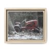 1194308958436872804_2048.jpeg Vintage Red Tractor in Snow — Framed Matte Canvas Wall Art