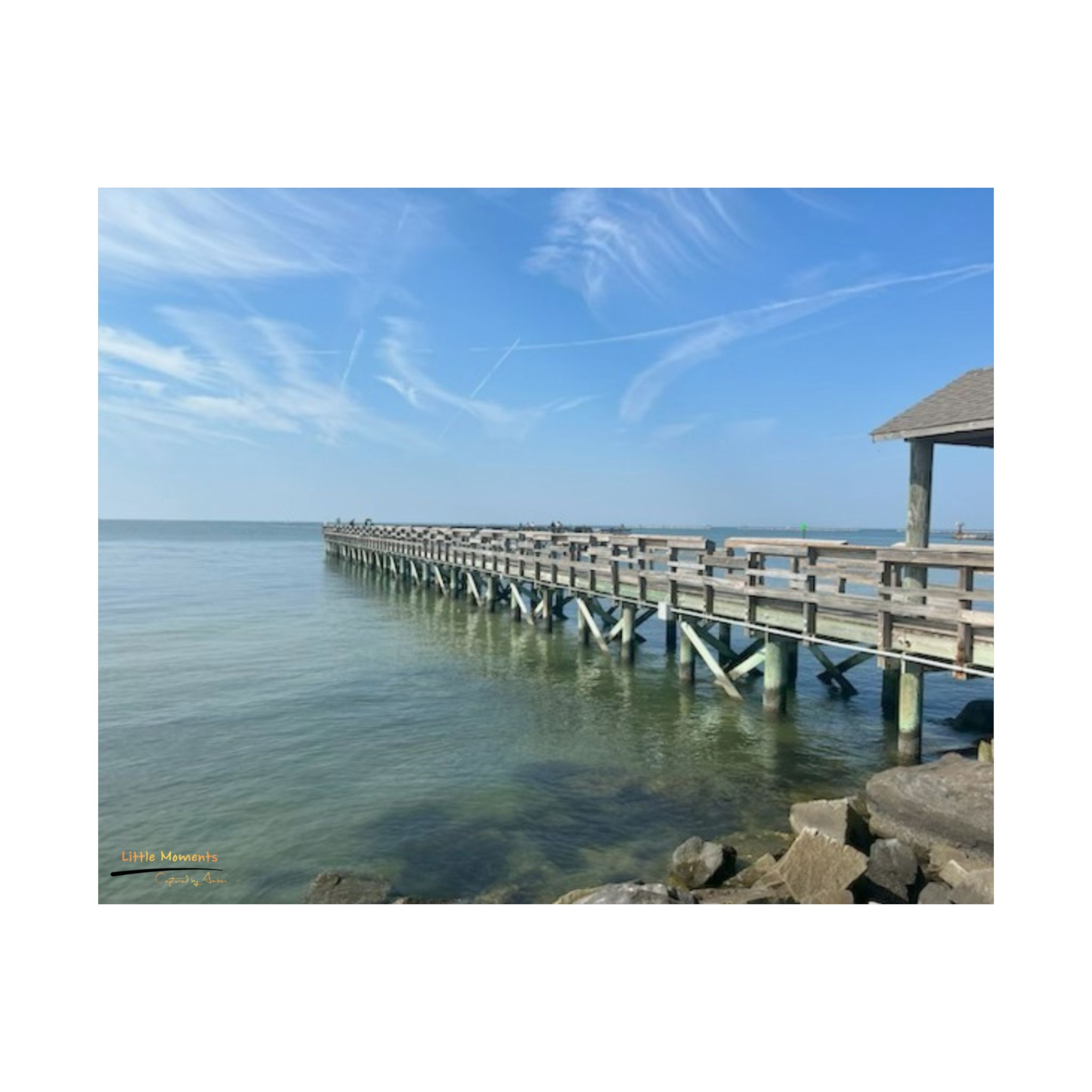 Pier Over Calm Sea Matte Horizontal Poster — Coastal Wall Art Print