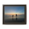 Father and Child Beach Sunset Framed Matte Canvas Print