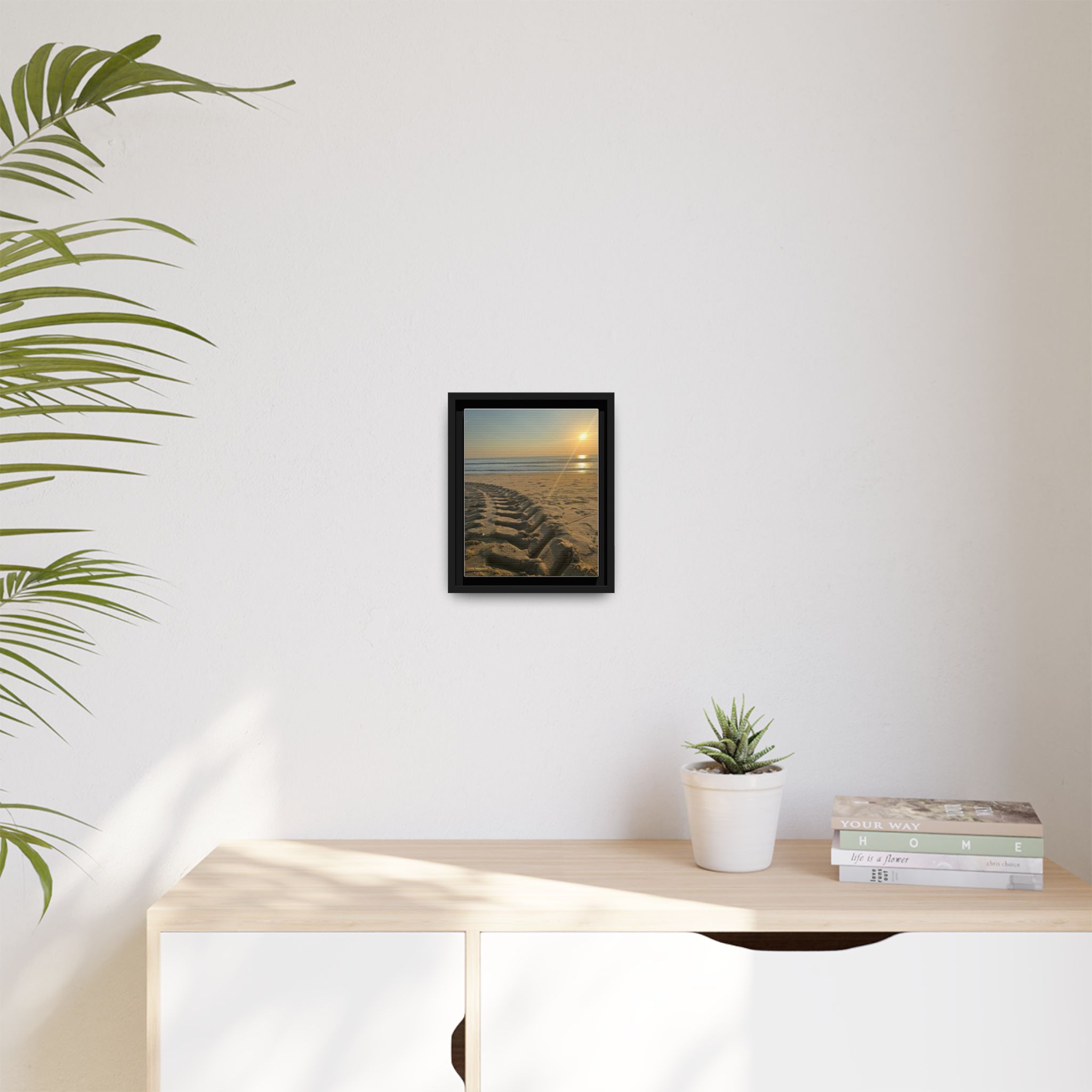 12125854692648033415_2048.jpeg Sunset Beach Tire Track framed Canvas — Tire Track Seashore Wall Art