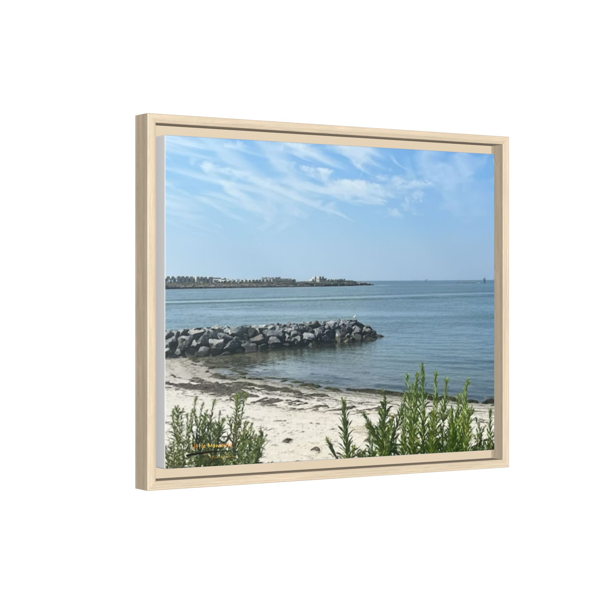 Seaside Beach Framed Canvas Print — Matte Multi-Color Coastal Wall Art