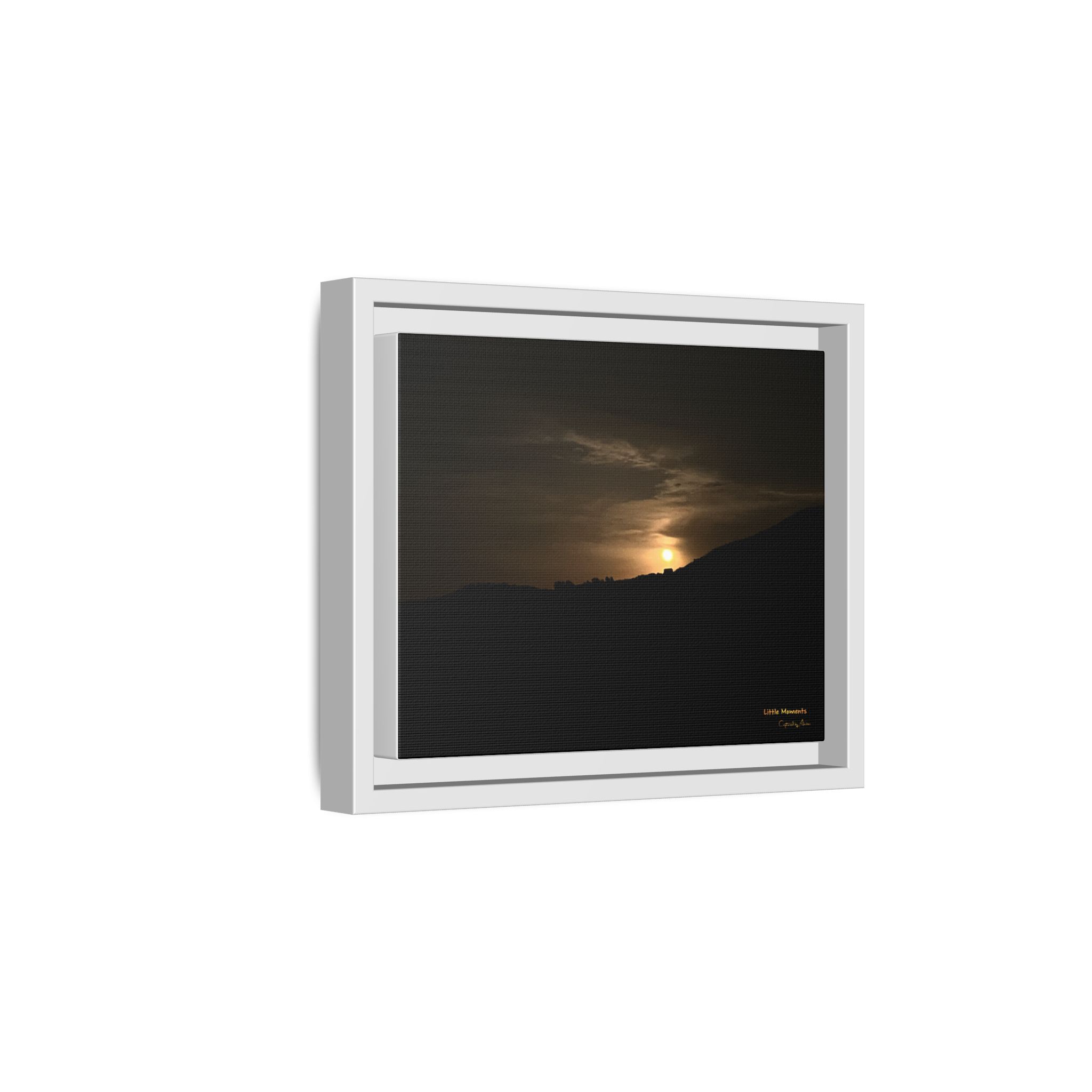 Moon Glow Ridge Framed Matte Canvas Print — moon Over Silhouette Landscape