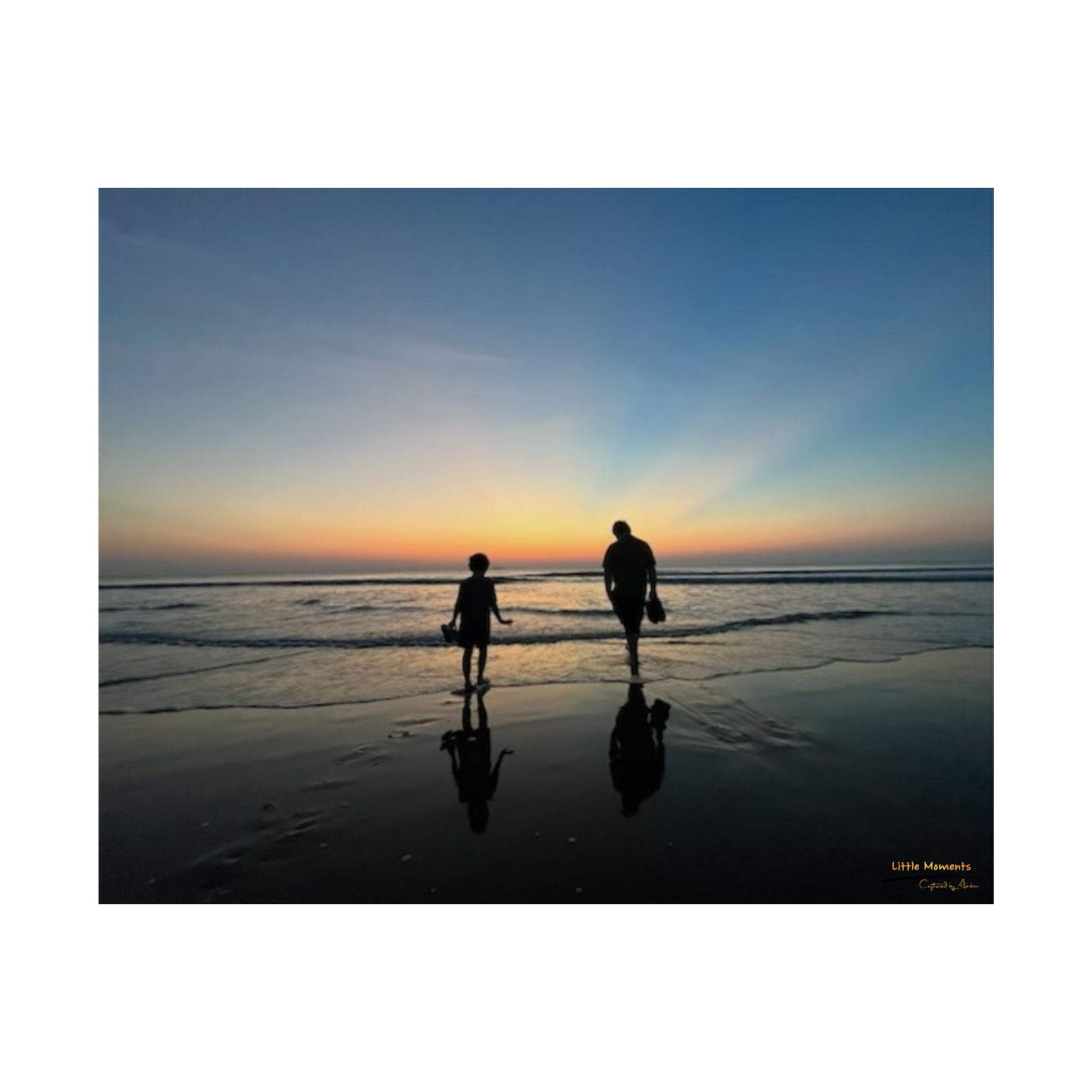 Father and Child Sunset Poster — Father & Child Matte Horizontal Wall Art