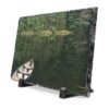 Canoe at Dawn Slate Desk Plaque – Tranquil Forest Reflection Decor