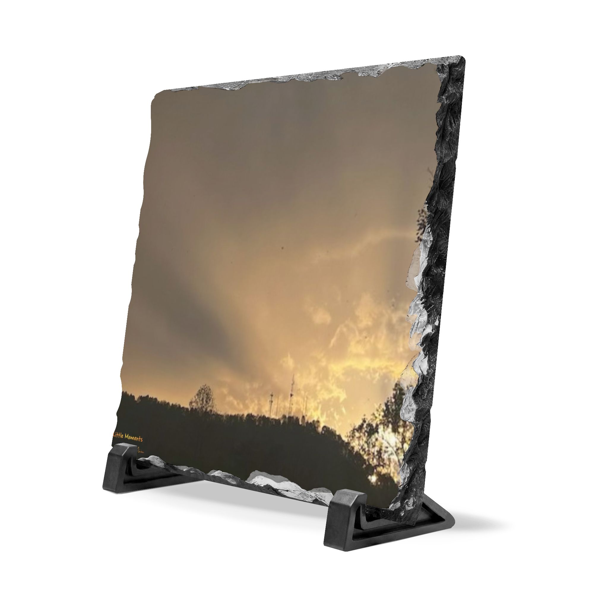 Passing Storm Slate Desk Plaque — Golden Clouds Photograph