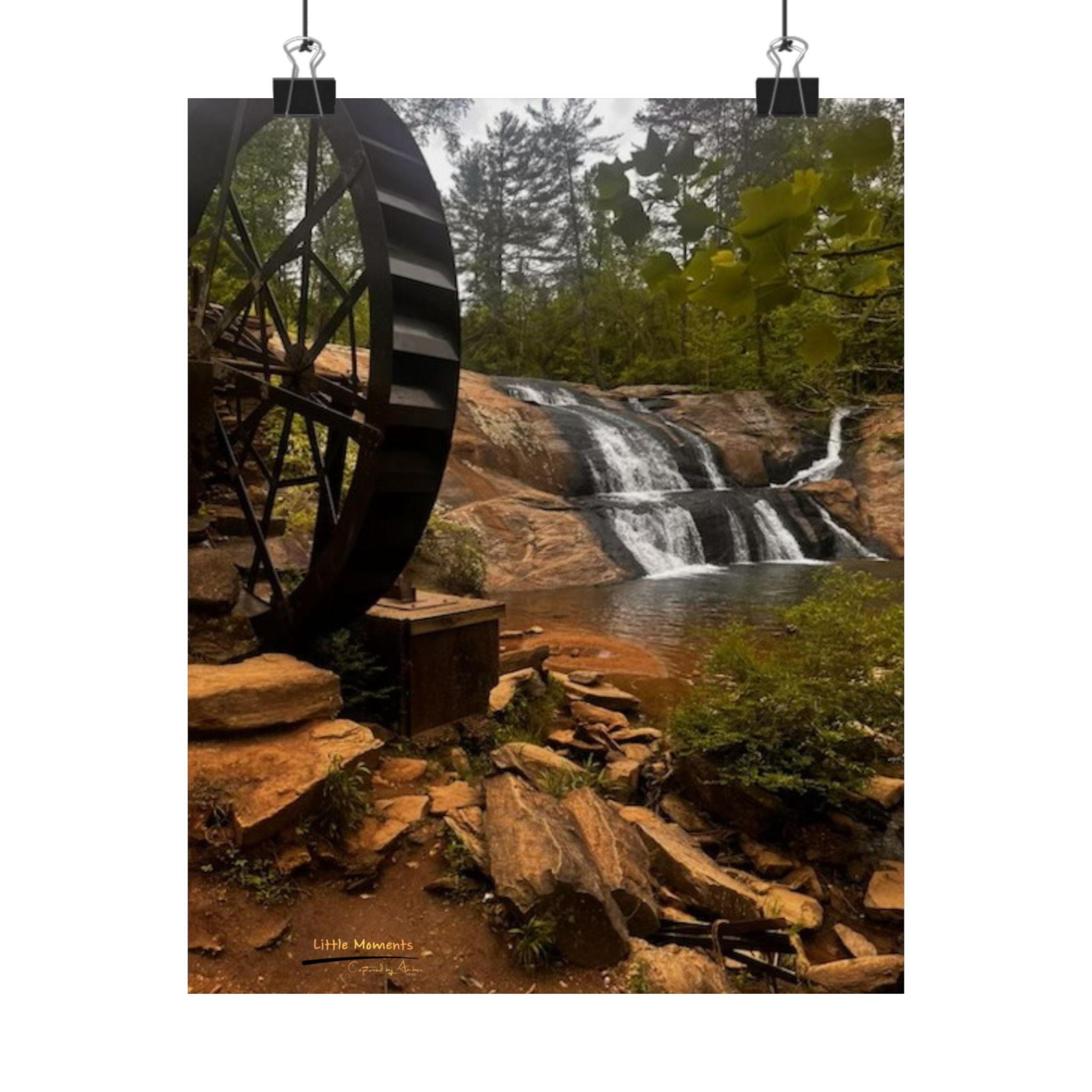Waterwheel Waterfall Matte Poster — Rustic Nature Wall Art
