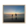 Father and Child Beach Sunset Framed Matte Canvas Print