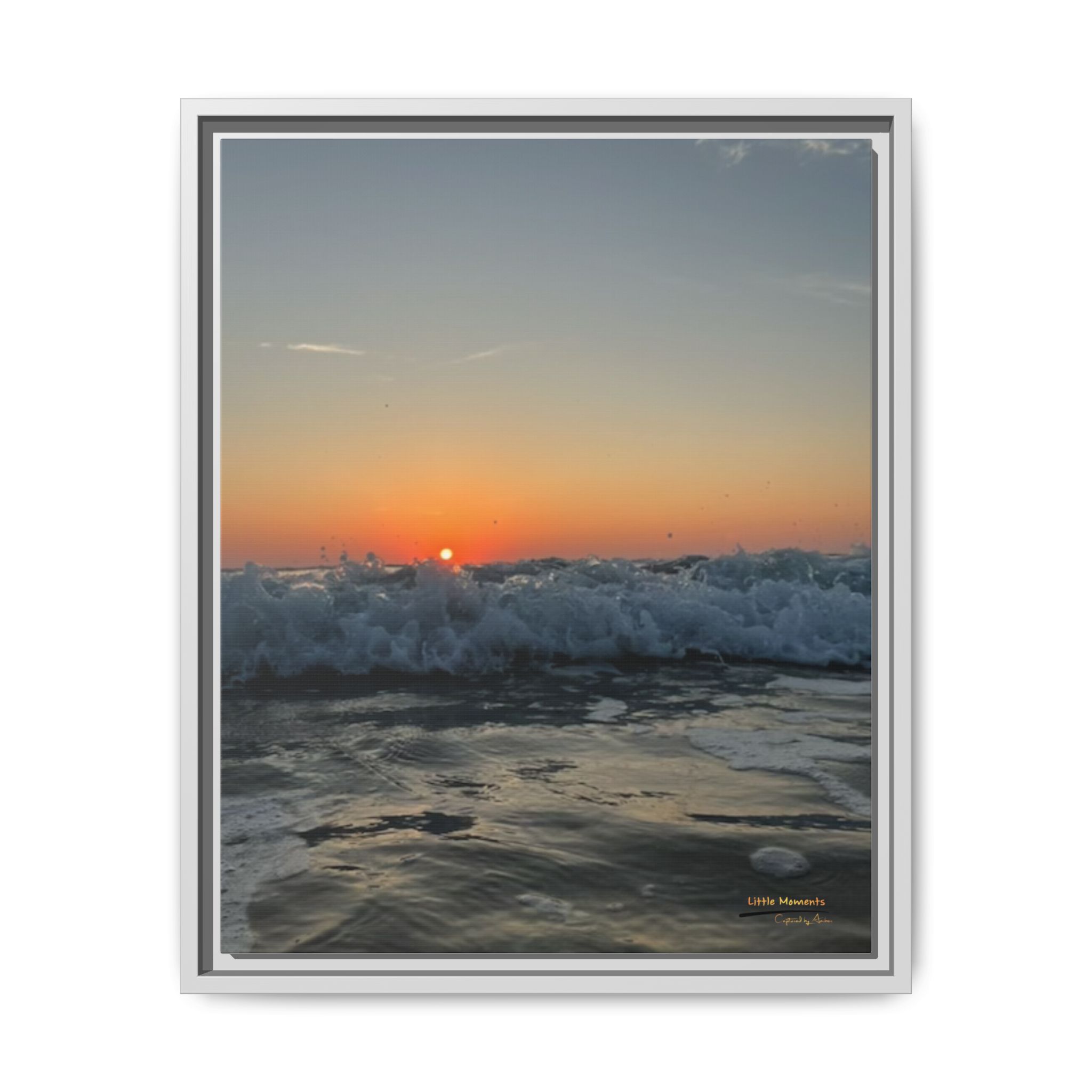 Crashing Waves Sunset Canvas Print — Framed Matte Beach Wall Art