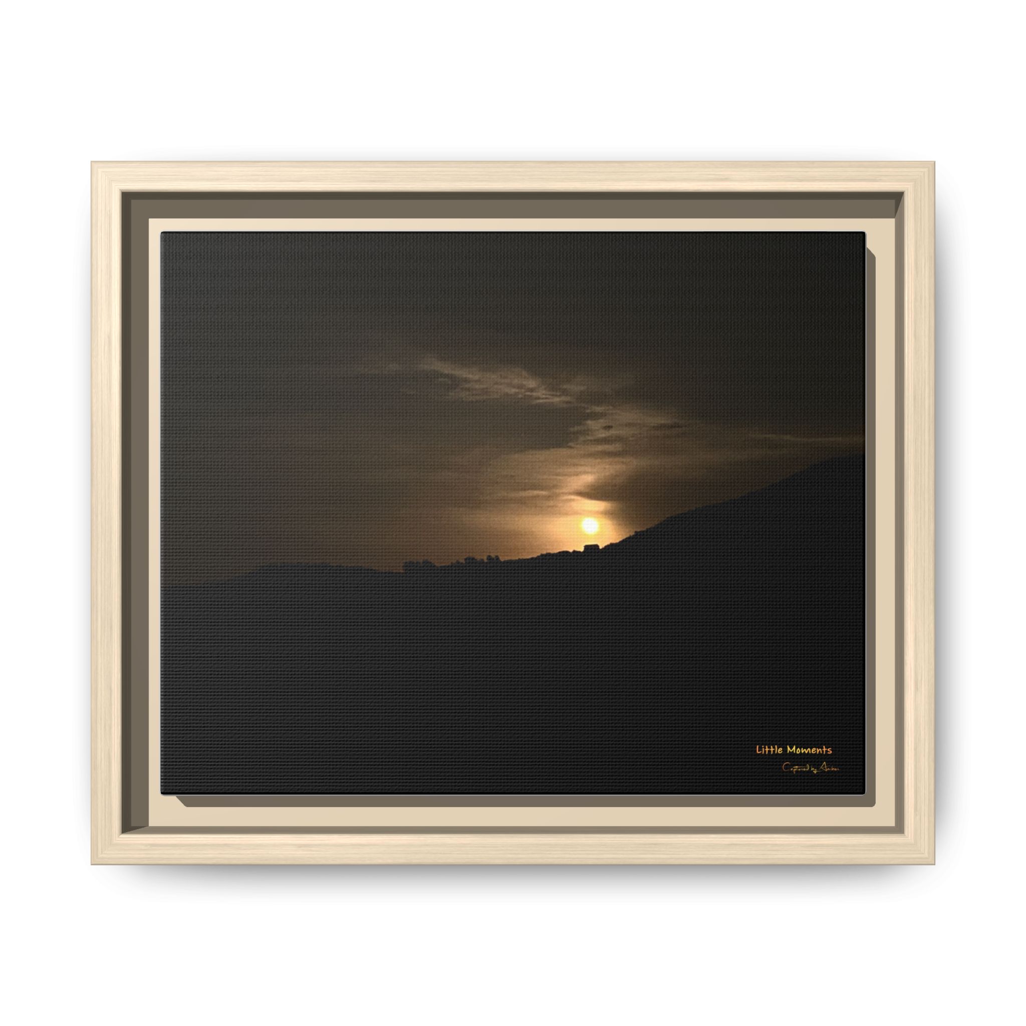Moon Glow Ridge Framed Matte Canvas Print — moon Over Silhouette Landscape