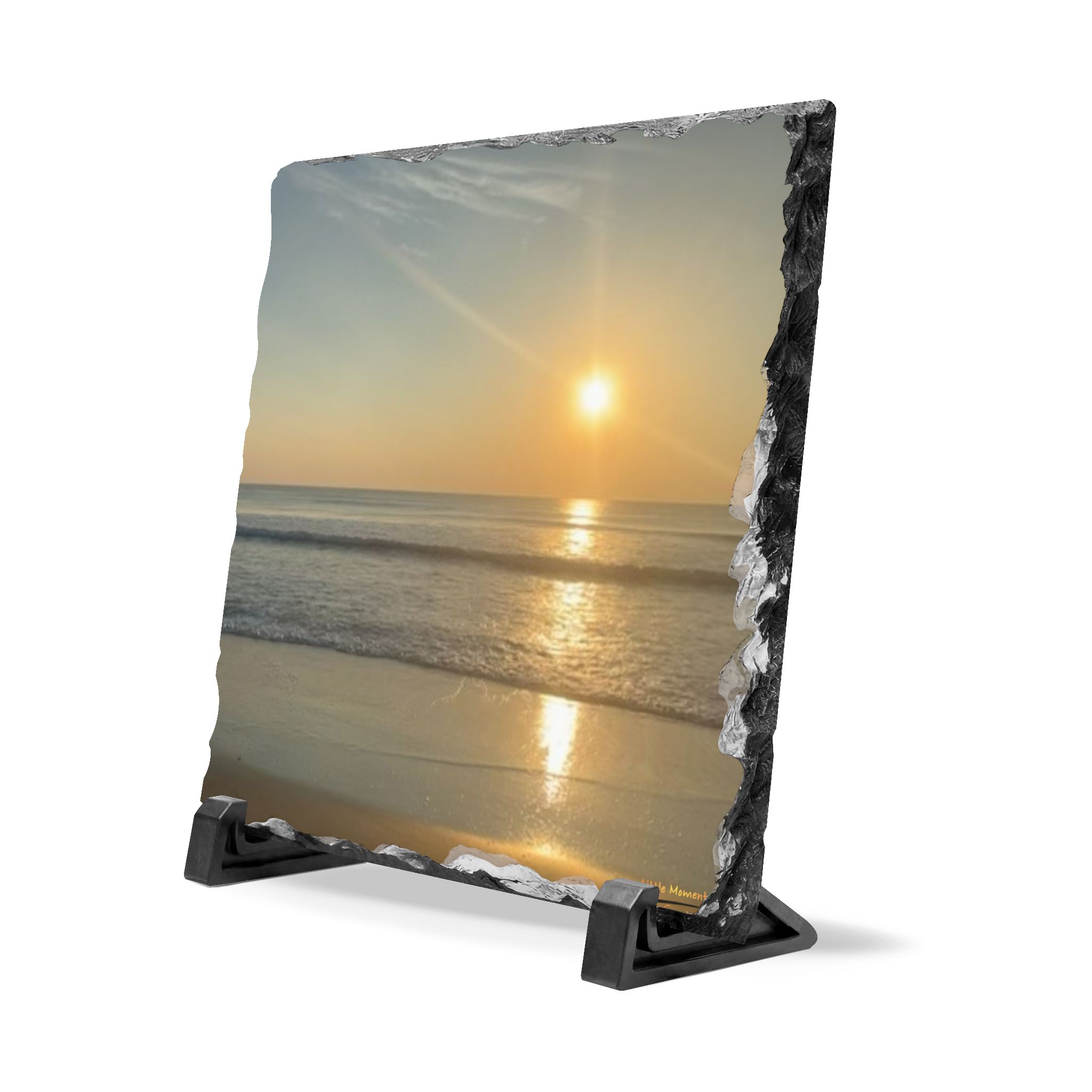 Sunrise Over Ocean Slate Desk Plaque — Coastal Sunrise Photo Decor