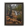 Waterwheel Waterfall Framed Canvas Print – Rustic Nature Wall Art