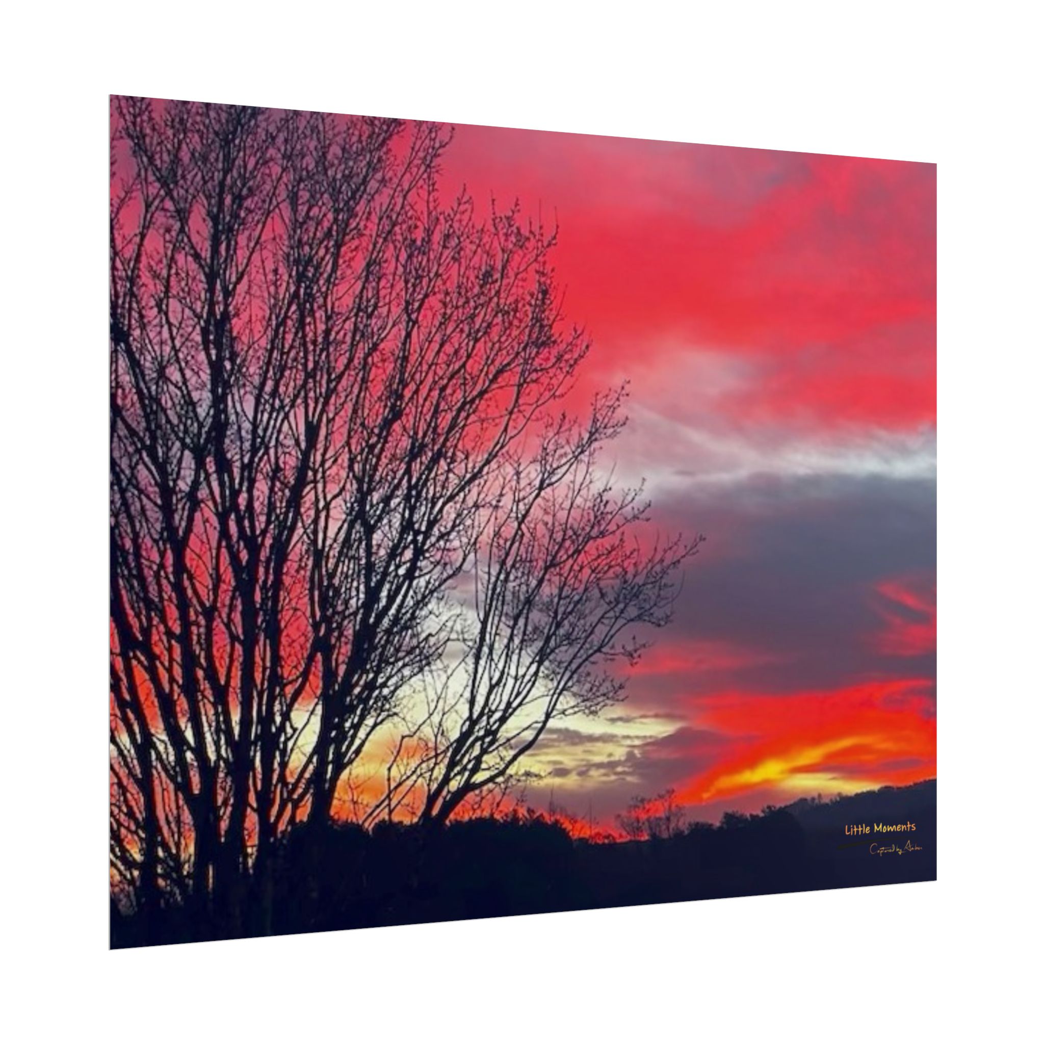 Vibrant Red Sky Poster — Vibrant Red Sky Landscape Wall Art (Rolled Poster)
